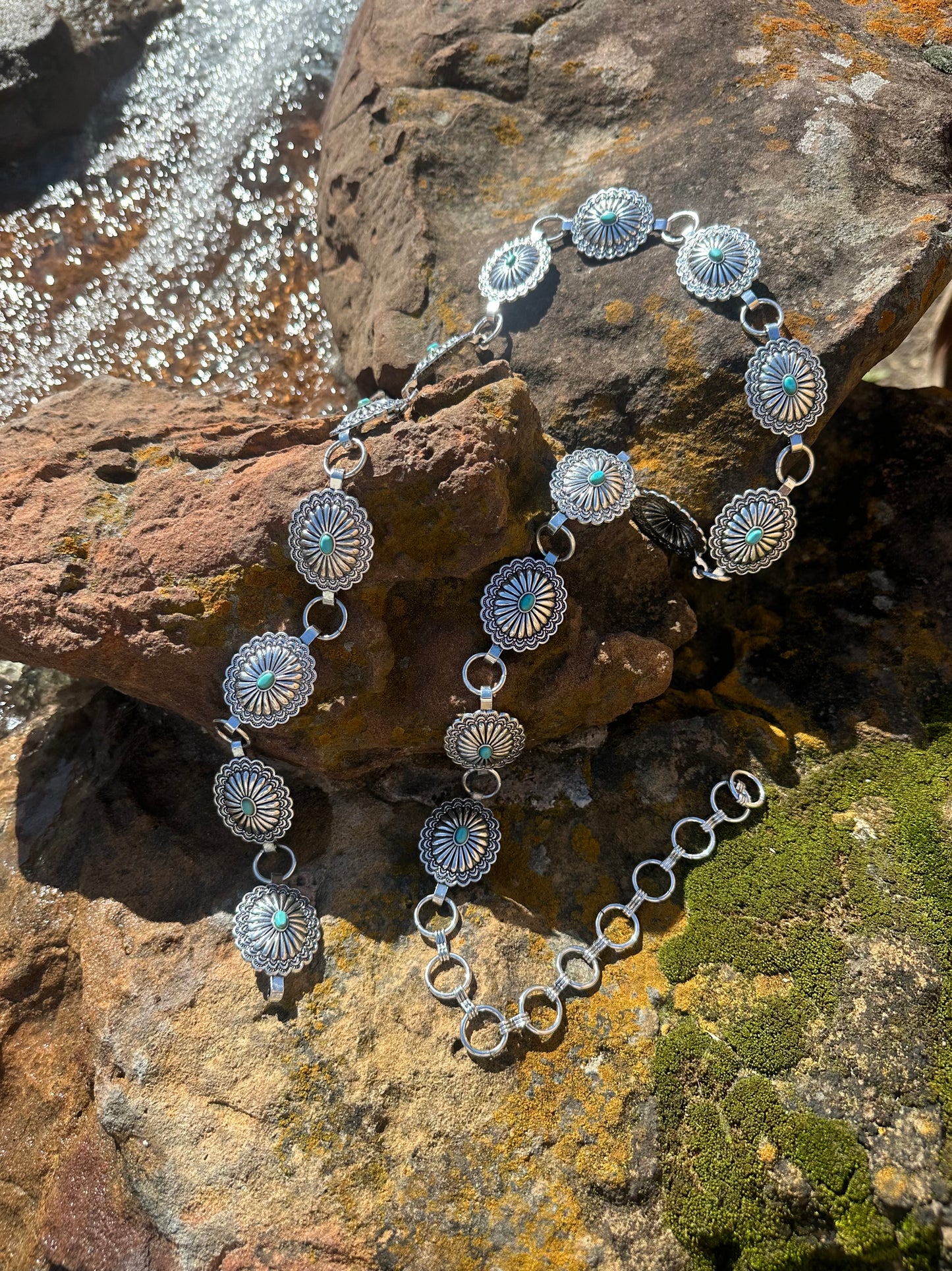 Oval Concho Belt with Turquoise