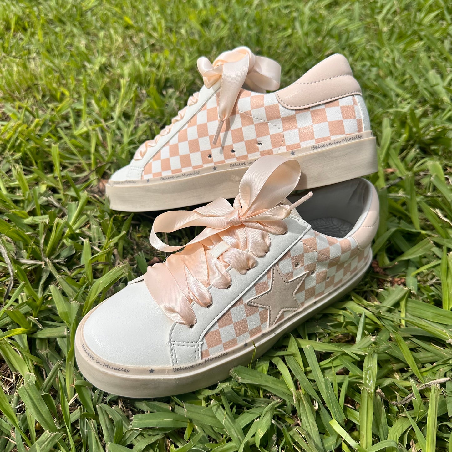 Gaby Beige Checker Sneaker