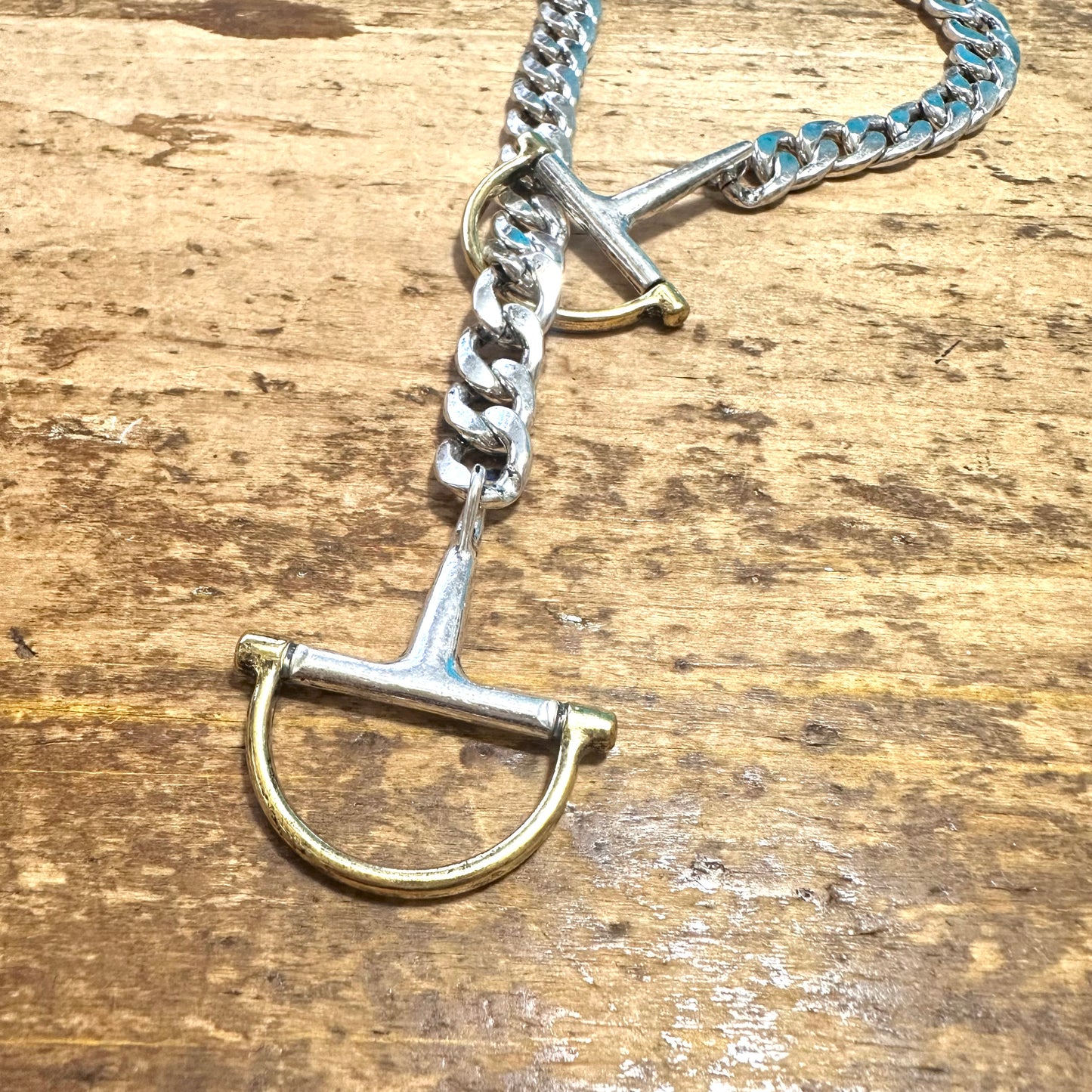 30" Curb Link Necklace with Mixed Metal Toggle Bits