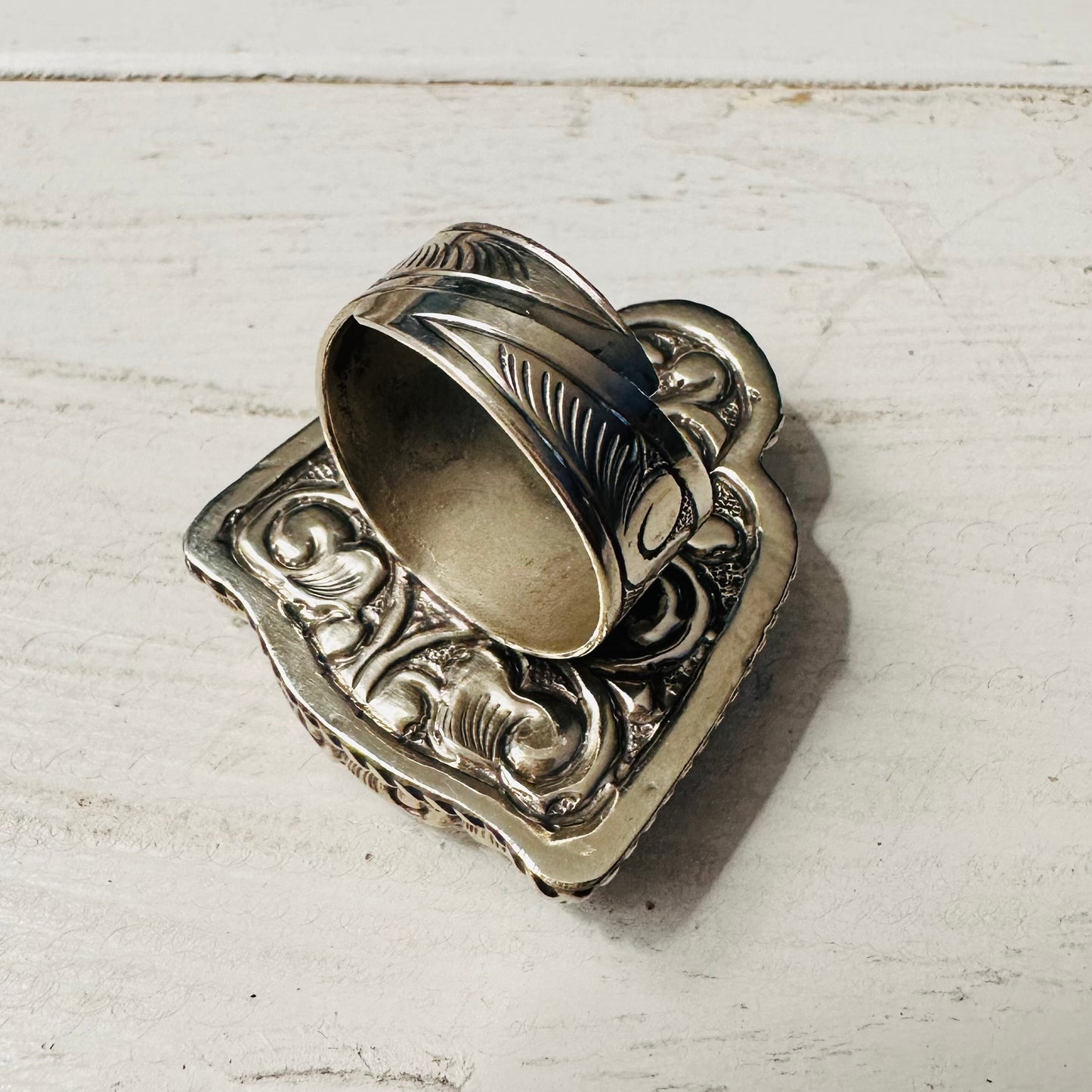Bone Thunderbird Coin Silver Ring