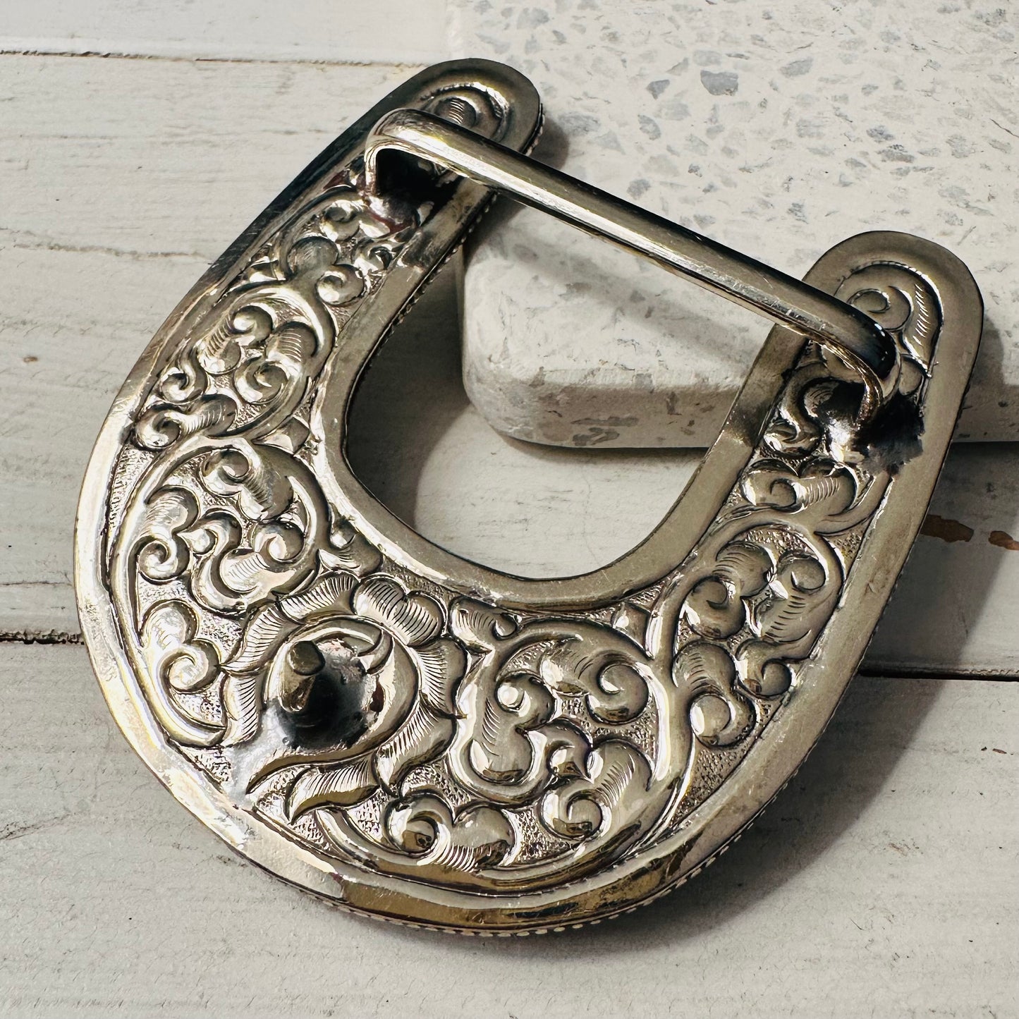 Turquoise Teardrop Stone Coin Silver Belt Buckle