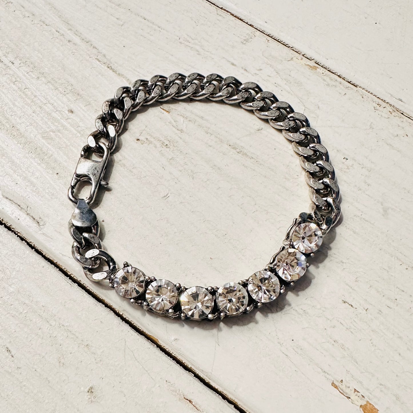 7 Rhinestone & Chain Bracelet