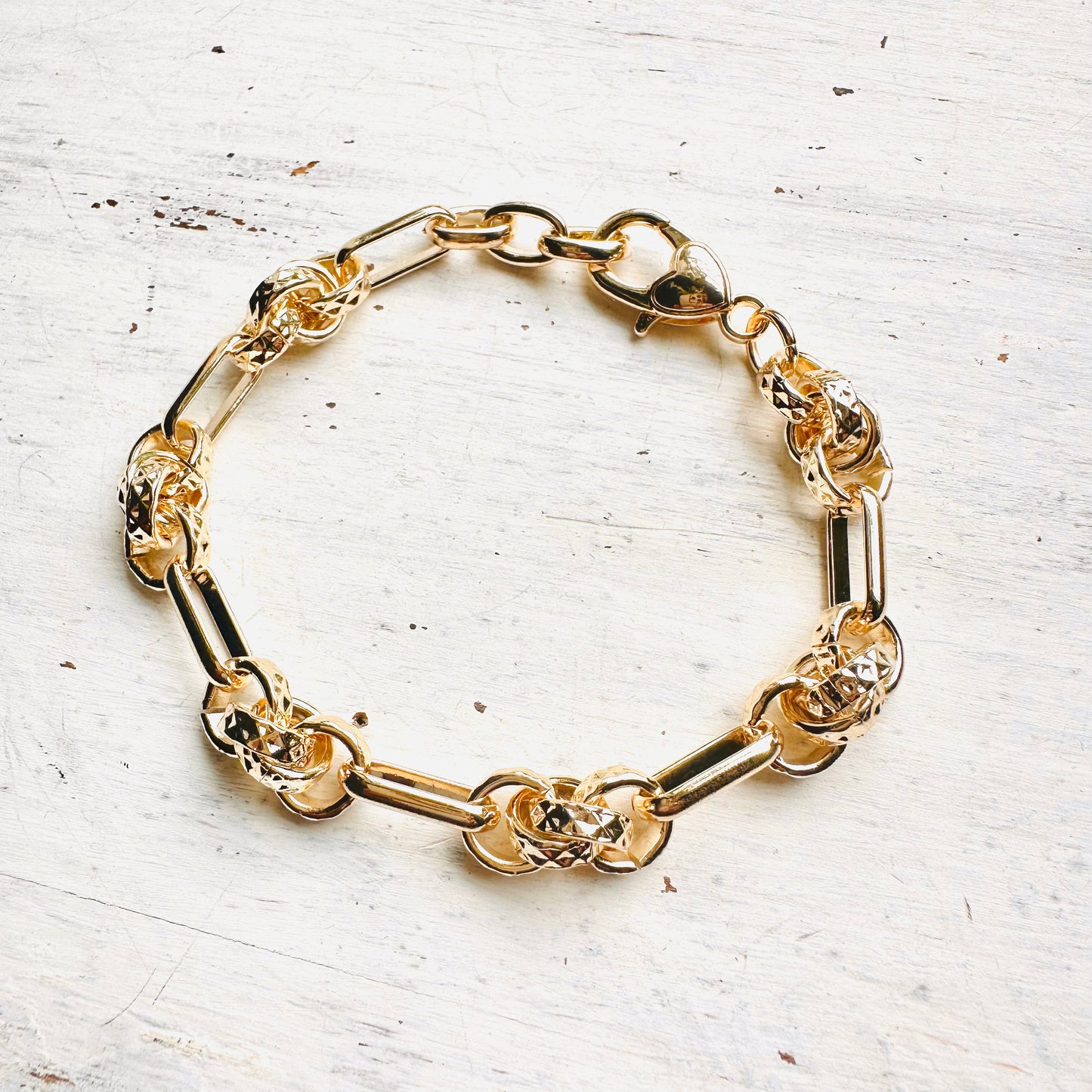 14K Plated Gold Knot Link Bracelet
