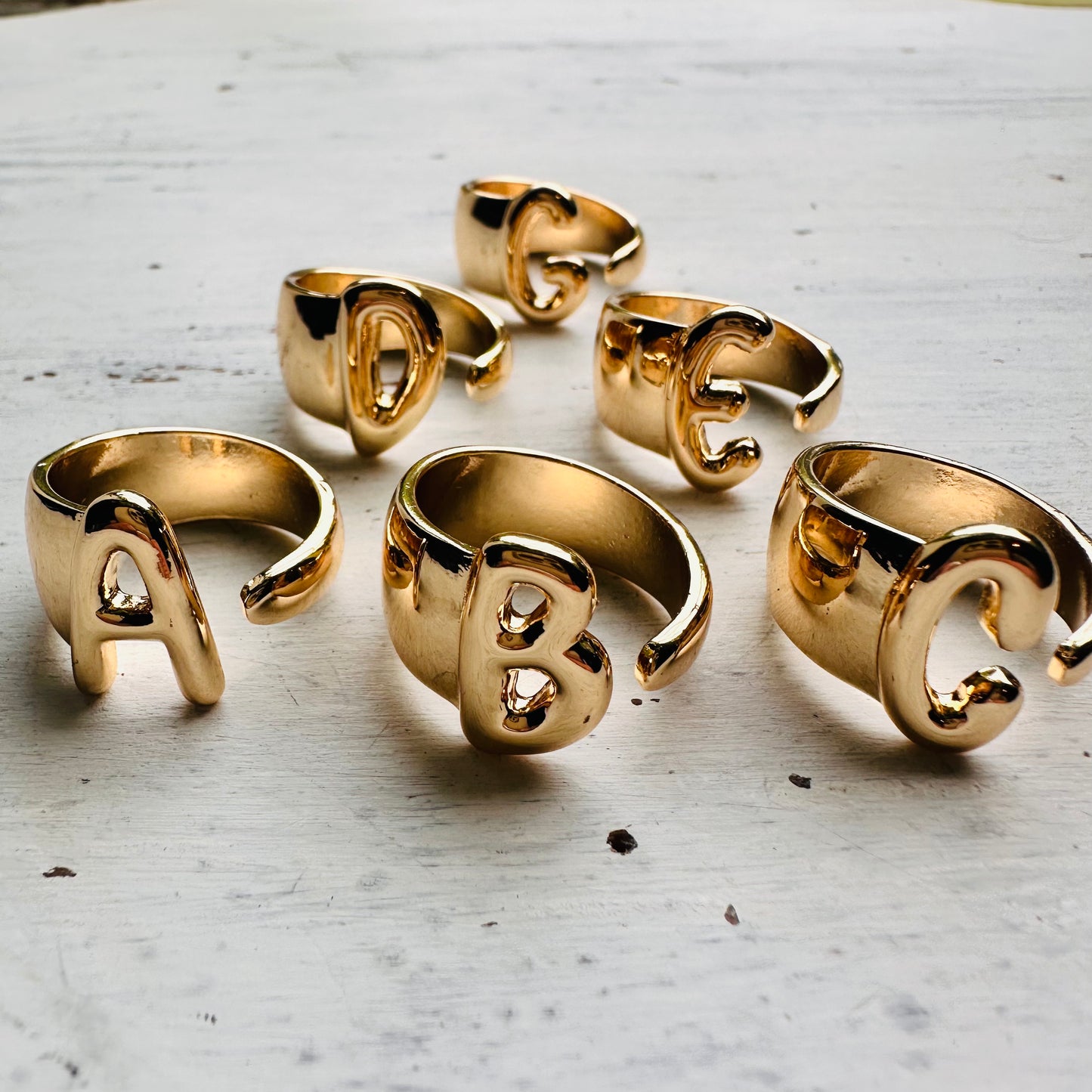 Gold Plated Bubble Initial Ring