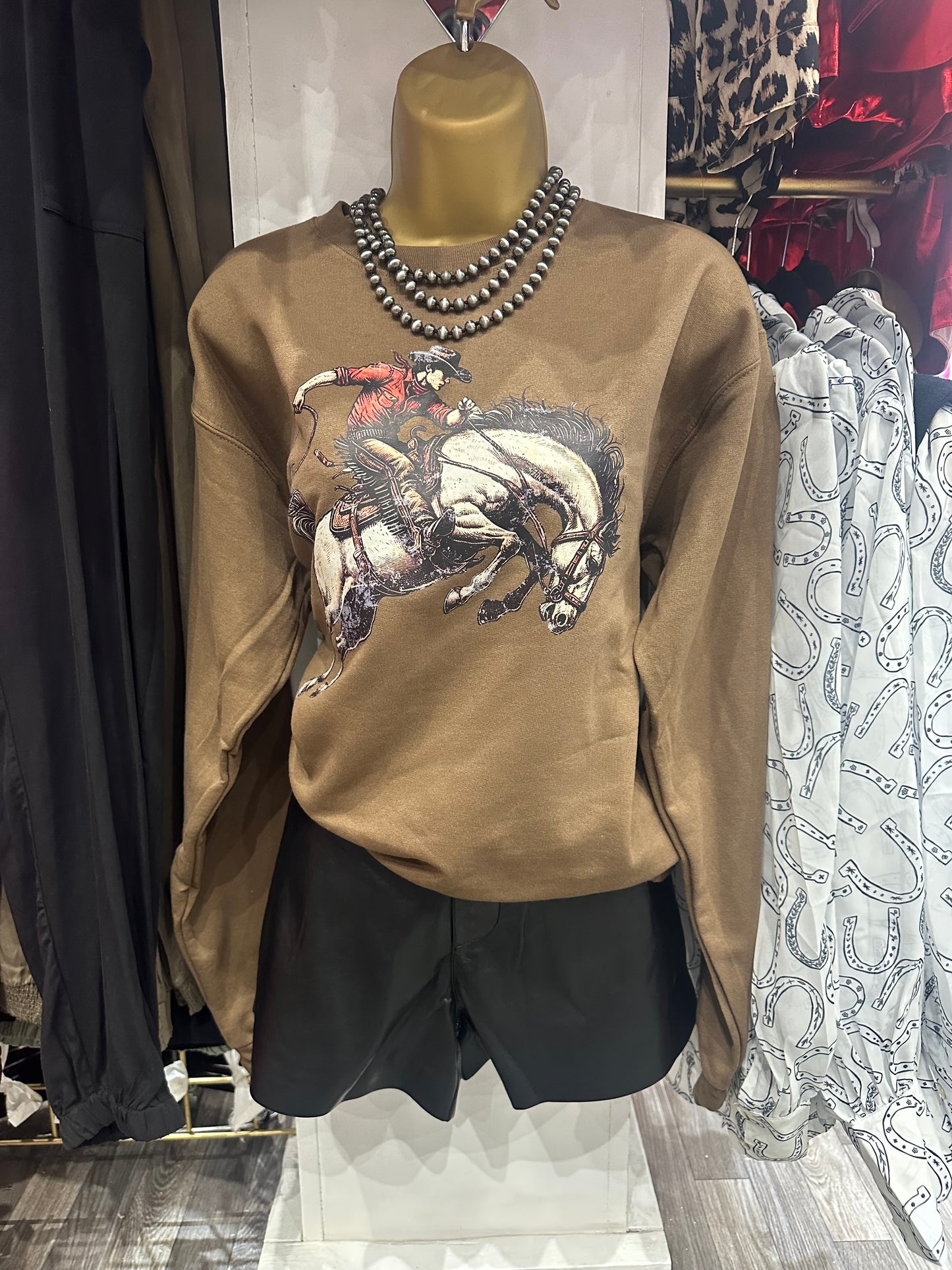 Brown Bucking Horse Sweatshirt