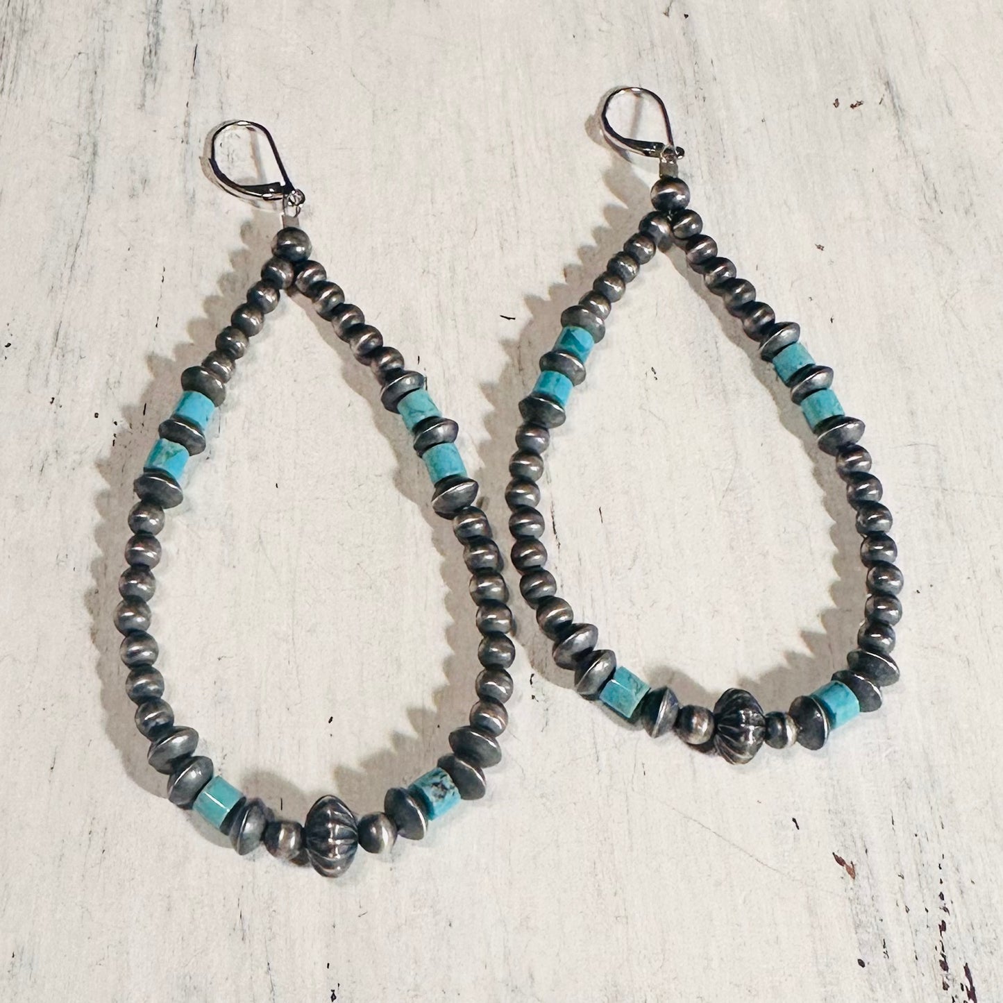 Sterling Navajo & Turquoise Teardrop Earring