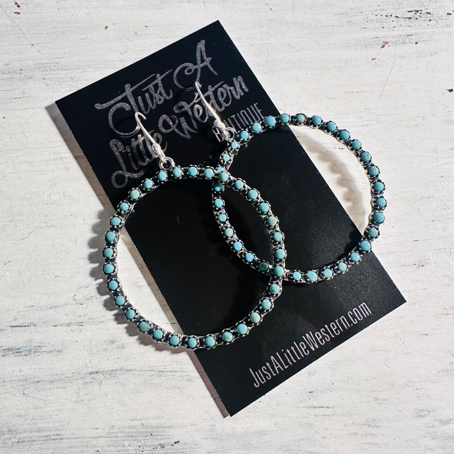 1.5" Sterling & Turquoise Dangle Hoop Earring