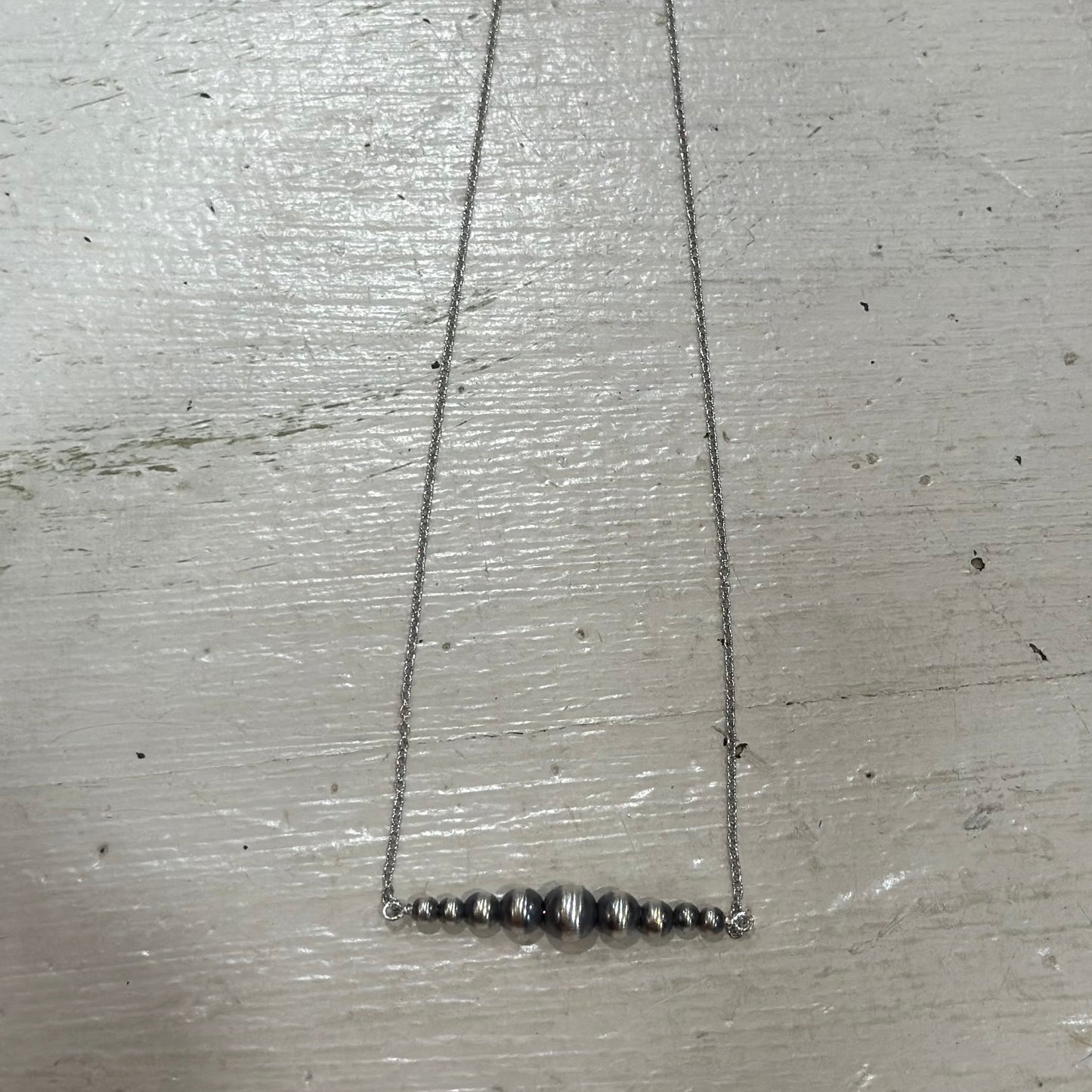 Sterling Pearl Bead Bar Necklace