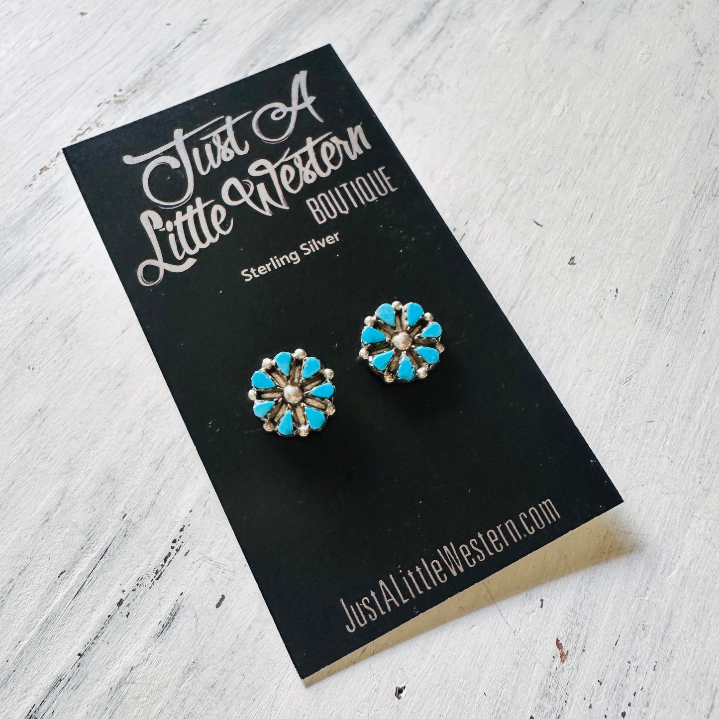 Sterling & Turquoise Flower Stud Earring