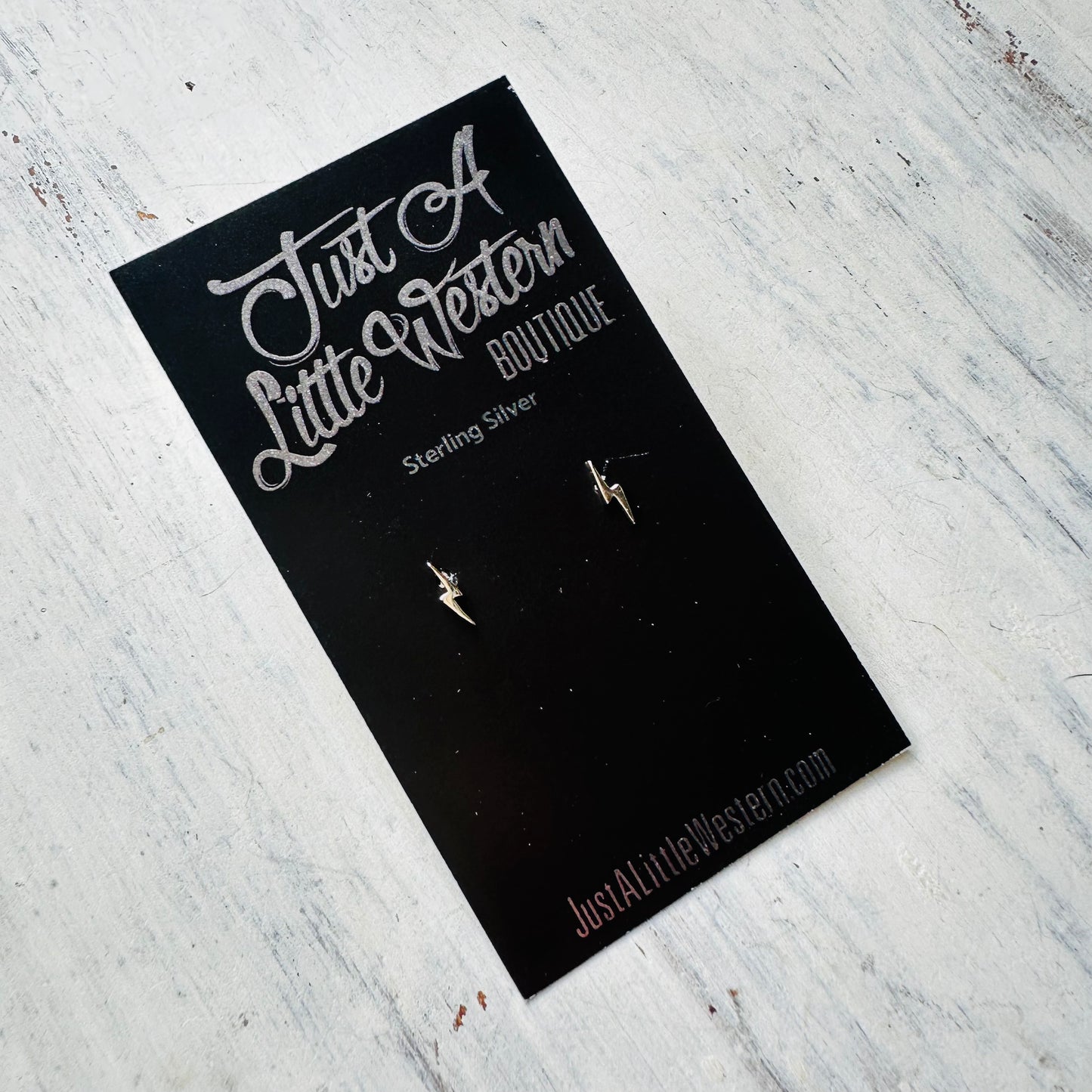 Sterling Tiny Lightning Bolt Stud Earrings