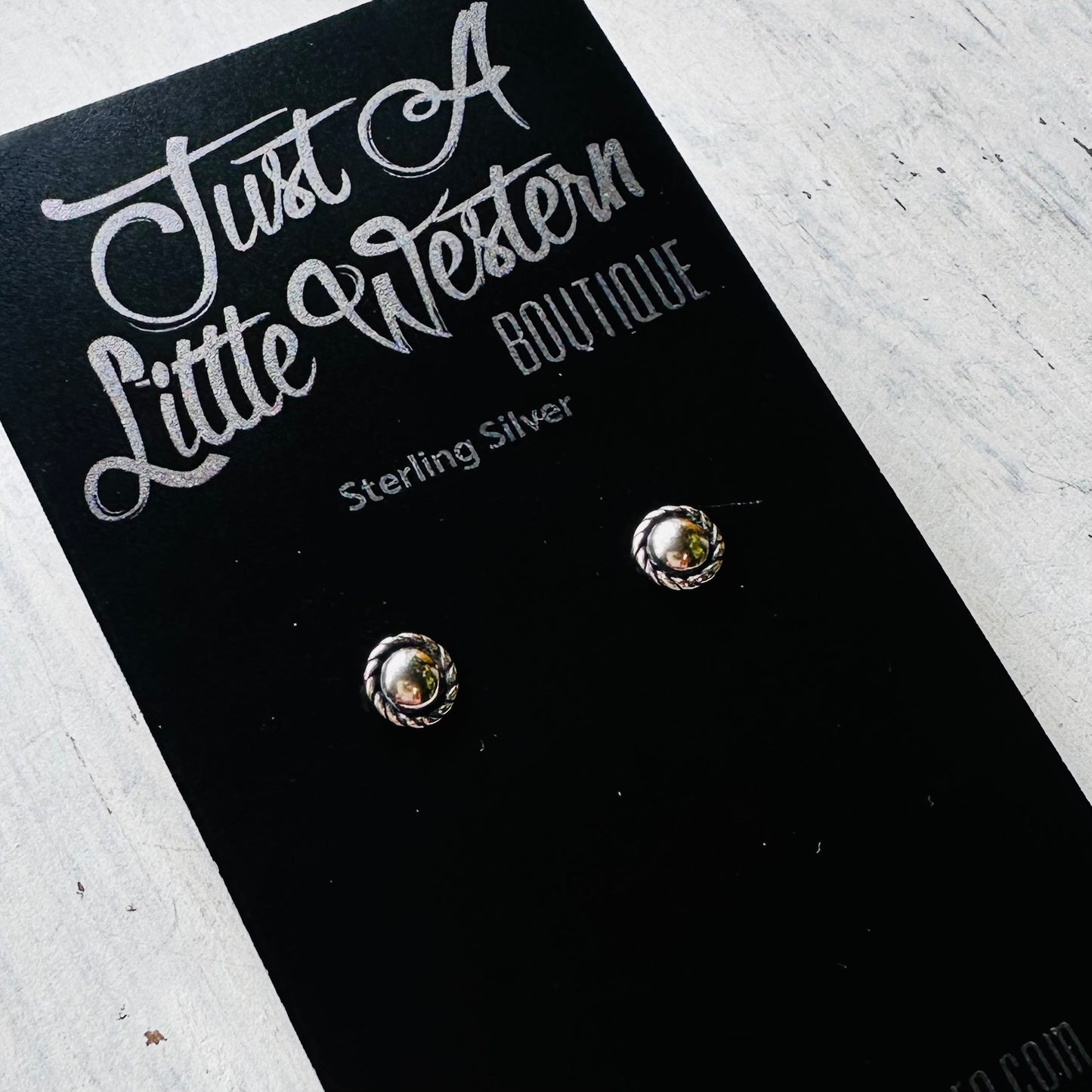 Sterling Silver Rope Concho Stud Earrings