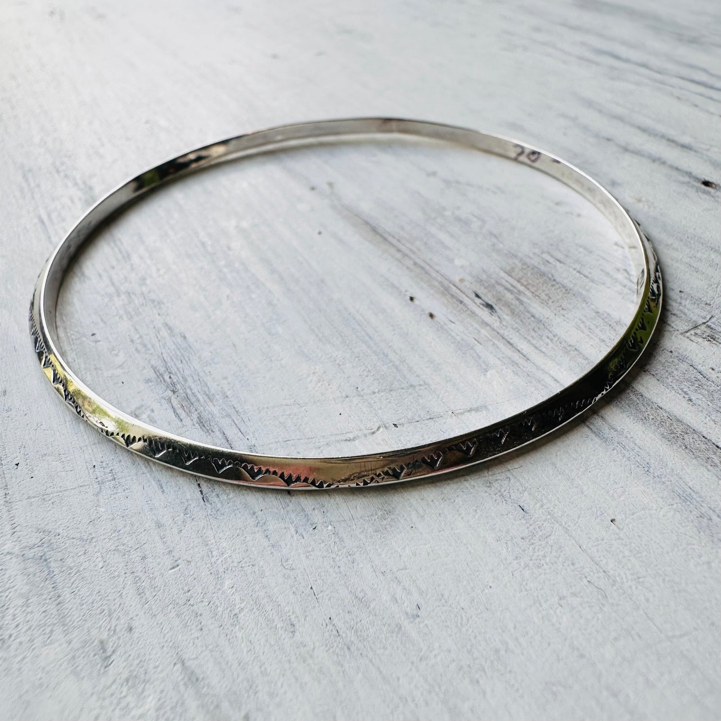 Sterling Small Scallop Stamped Bangle