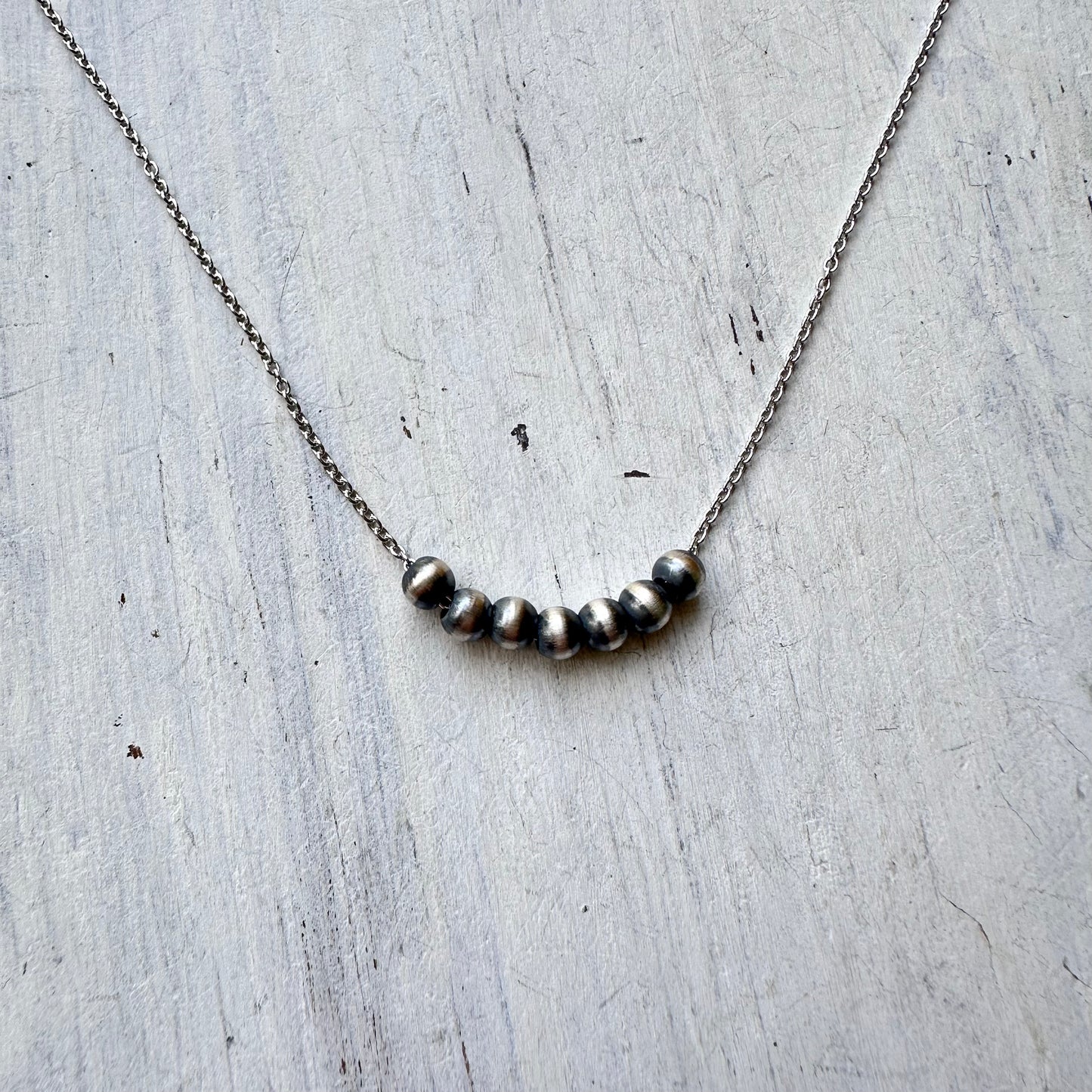 16" Sterling 7 Navajo Pearl Necklace