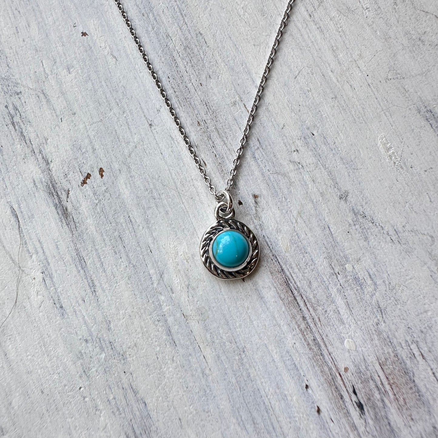 16" Sterling Turquoise Stone Necklace