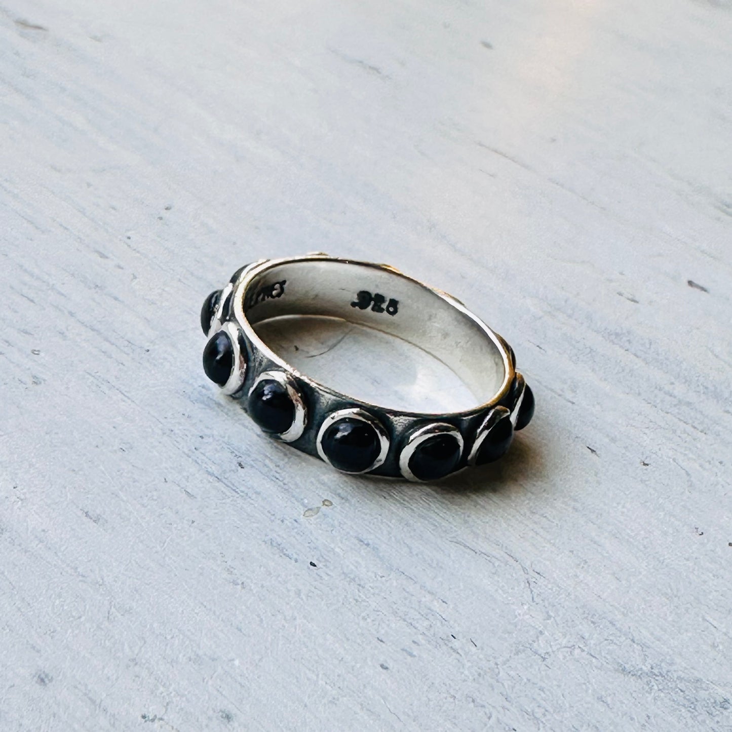 Sterling & All Around Black Onyx Ring