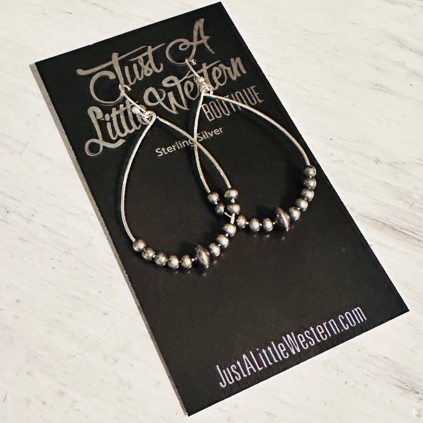 1.5" Sterling Wired Teardrop Beaded Earring