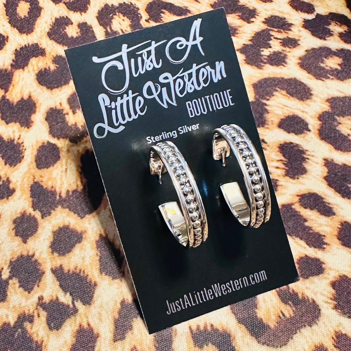 Sterling Silver 1 1/8" Bubble Hoop Post Earrings