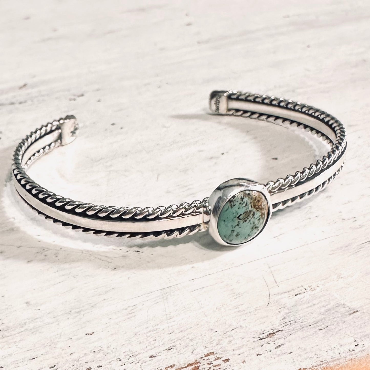 Sterling & Turquoise Rope Edge Cuff Bracelet