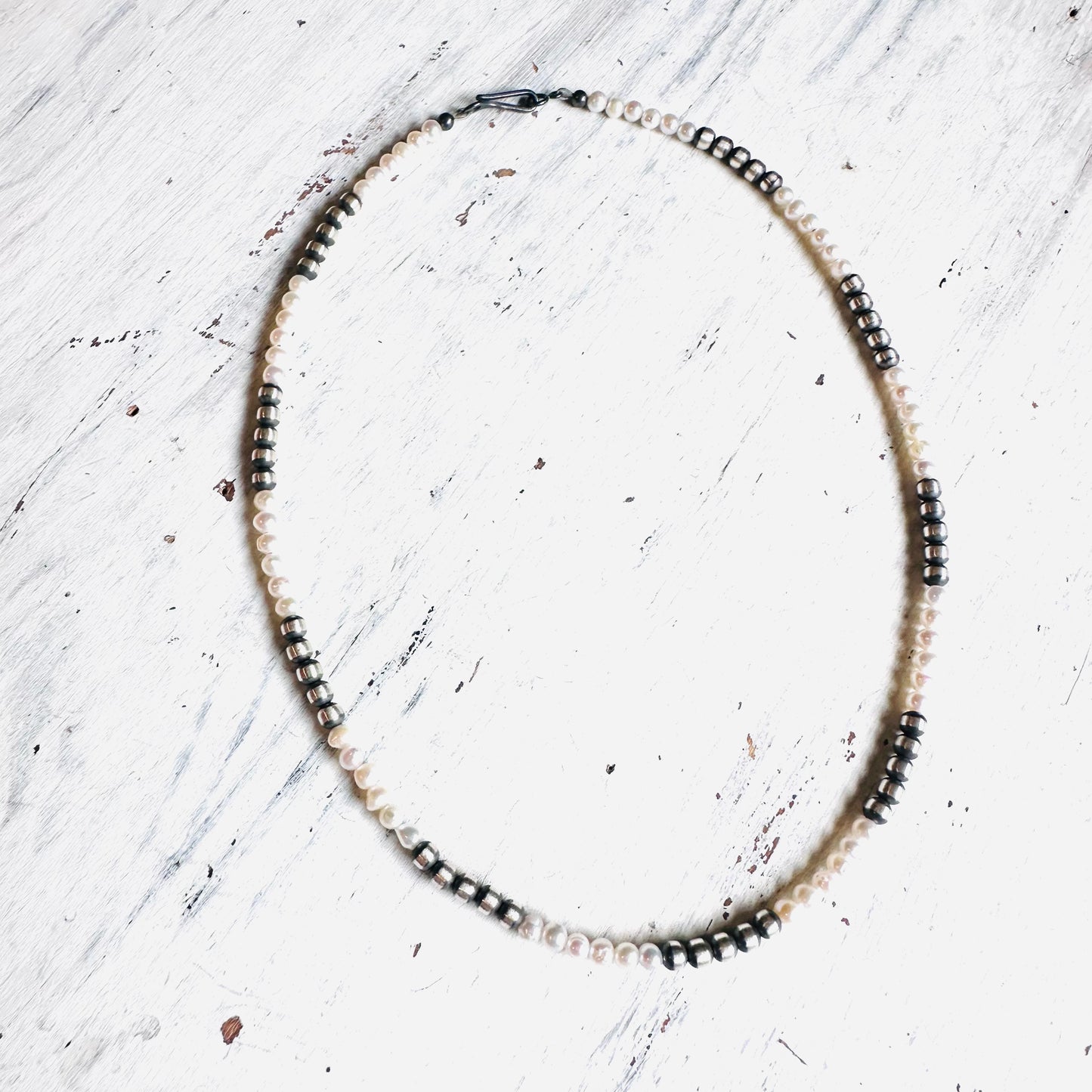 16" Sterling & Pearl Beaded Necklace