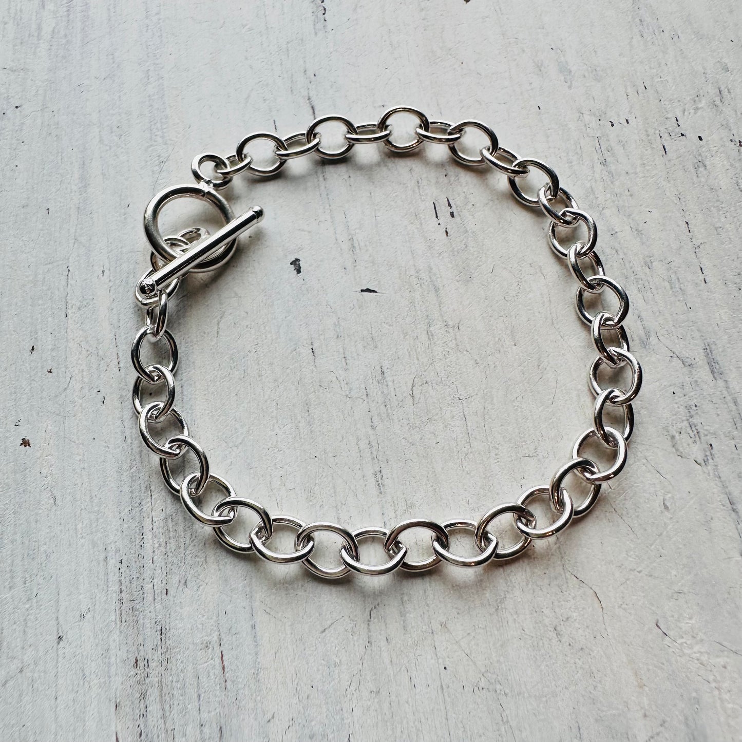 Shiny Toggle Sterling Chain Bracelet