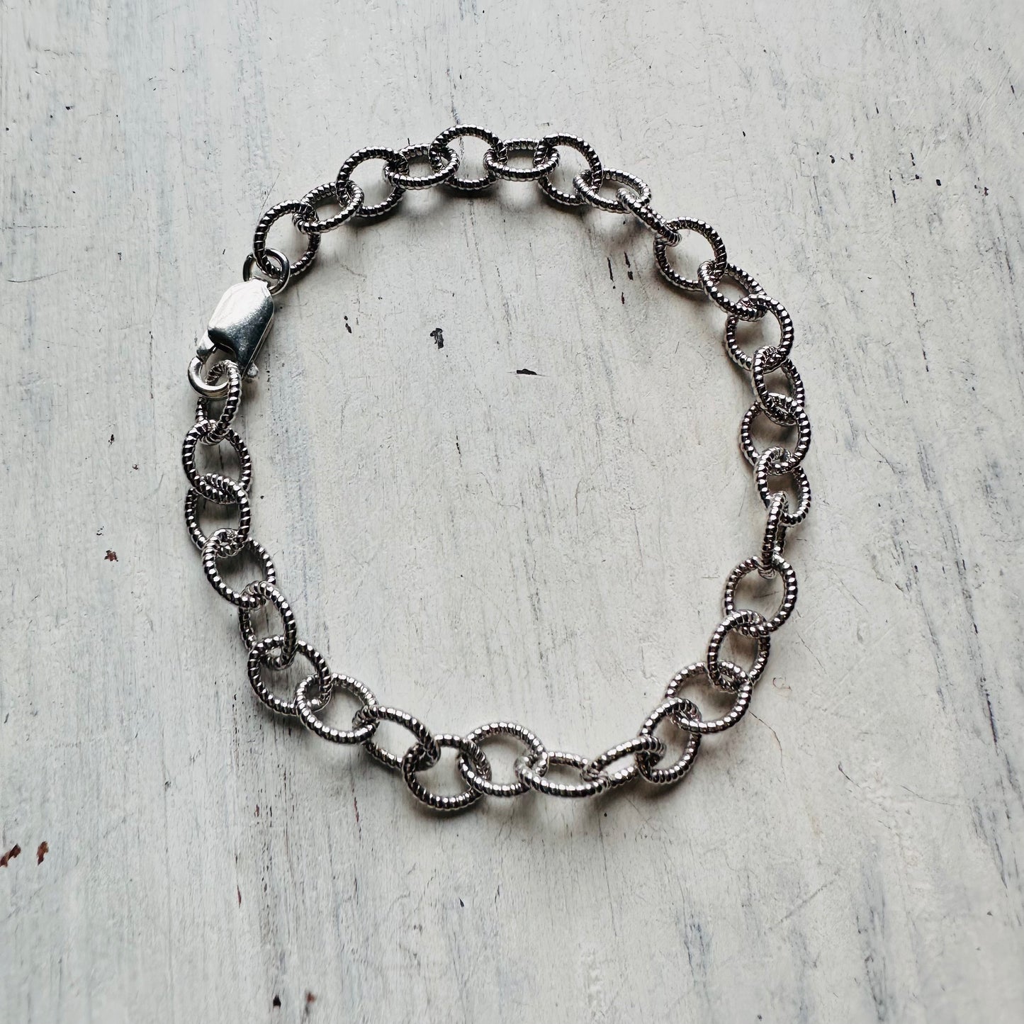 8" Sterling Textured Chain Bracelet