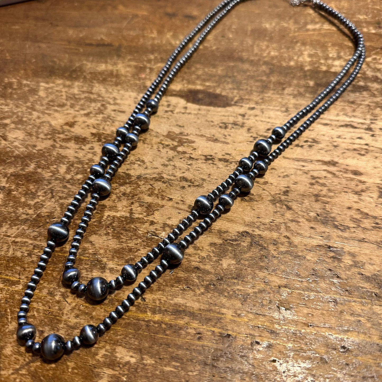 26" Pewter Pearl Layered Necklace