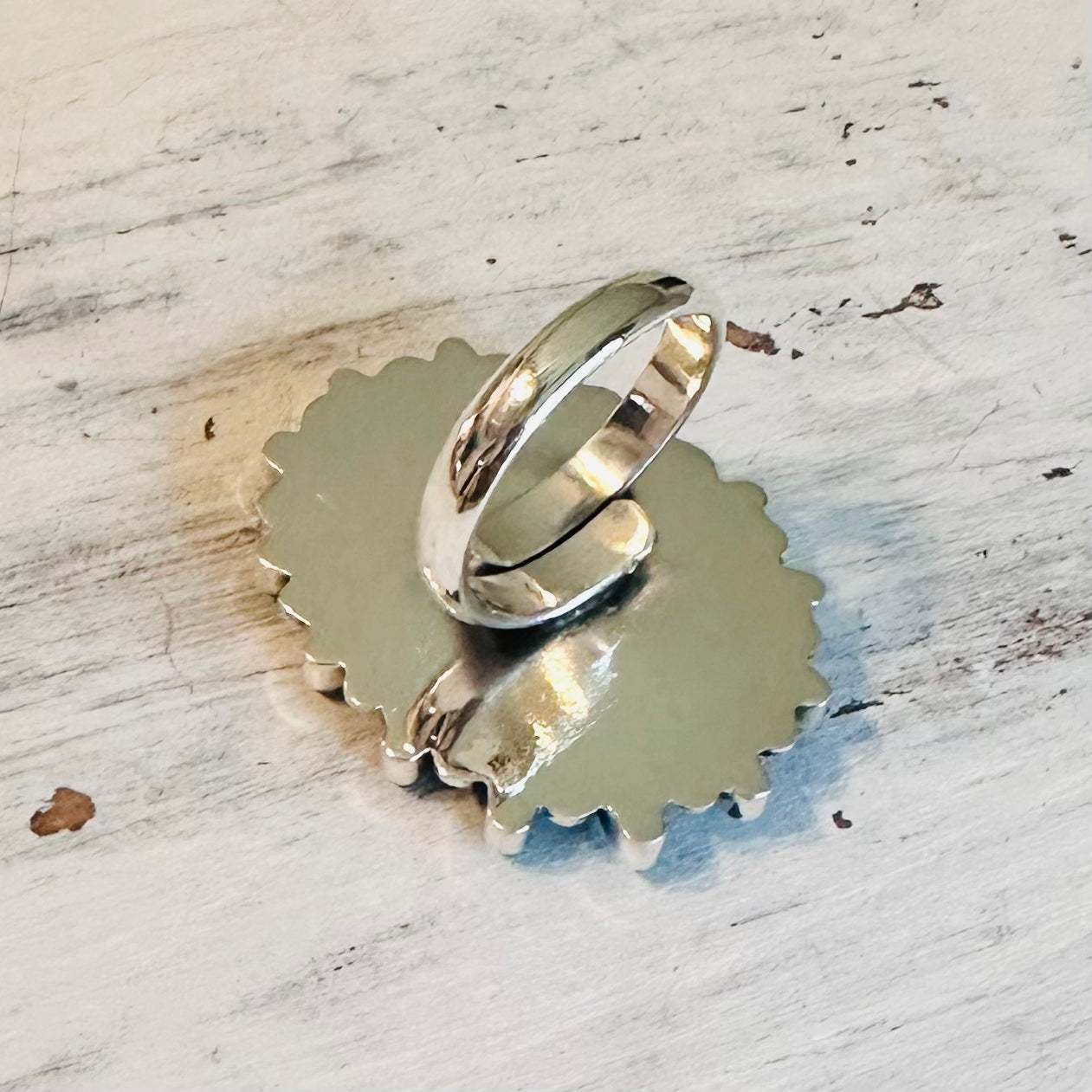Sterling & Turquoise Oval Cluster Adjustable Ring