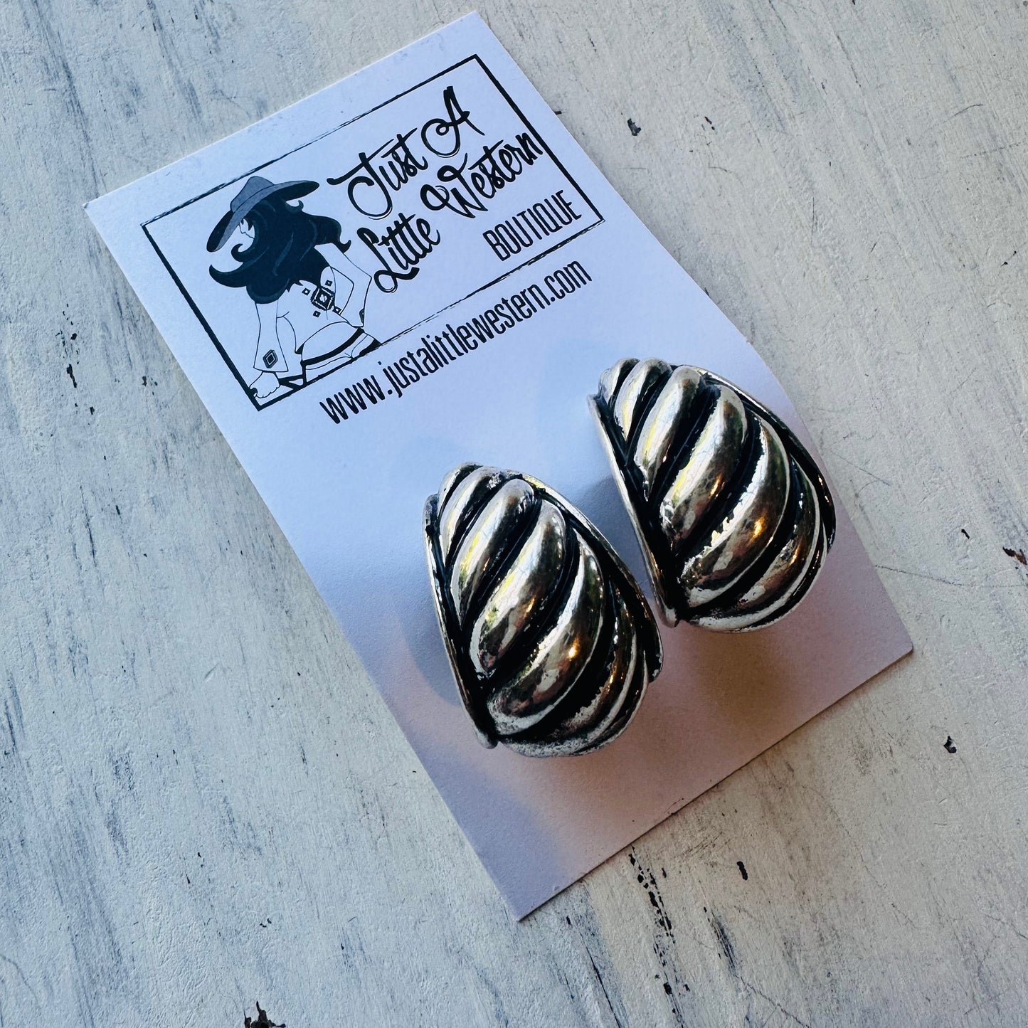 Chunky Half Hoop Rope Post Earring