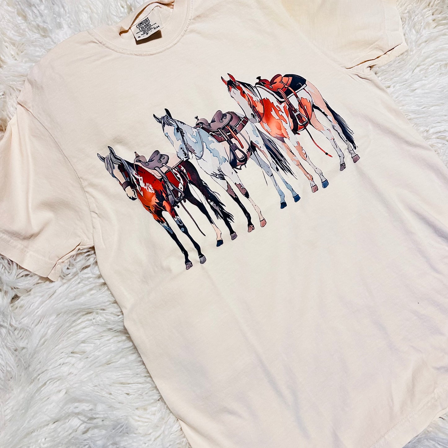 Cream Western Horse Graphic T-Shirt