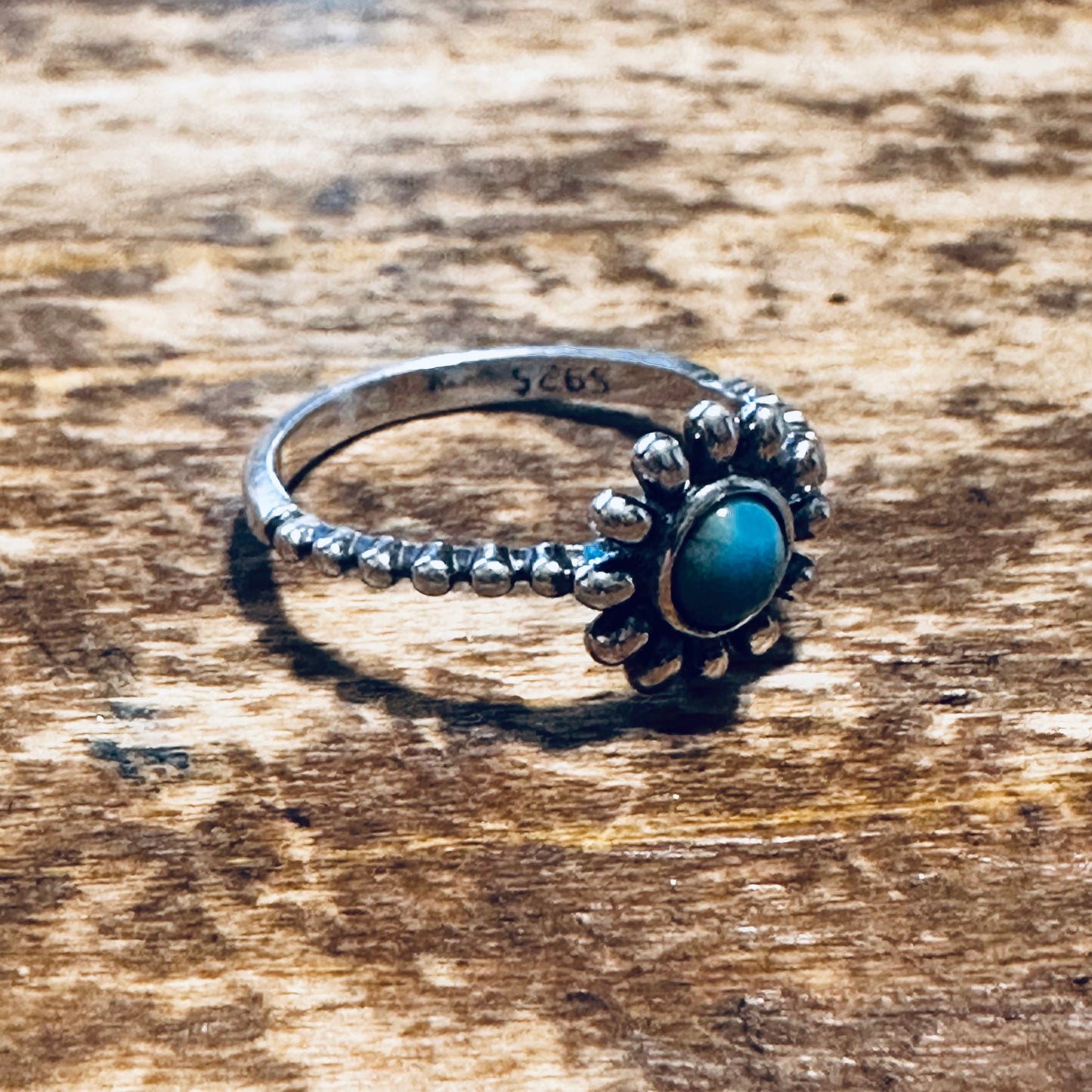 Sterling & Turquoise Flower Ring