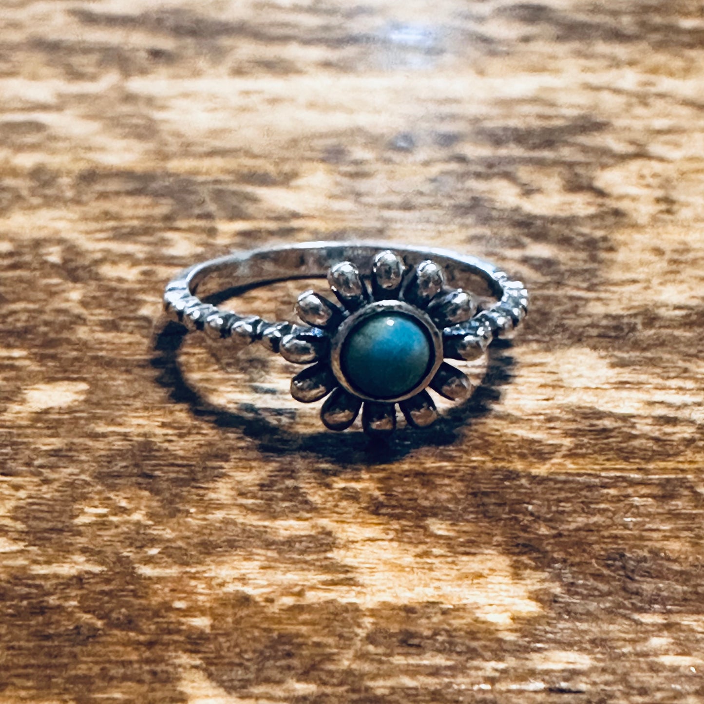 Sterling & Turquoise Flower Ring