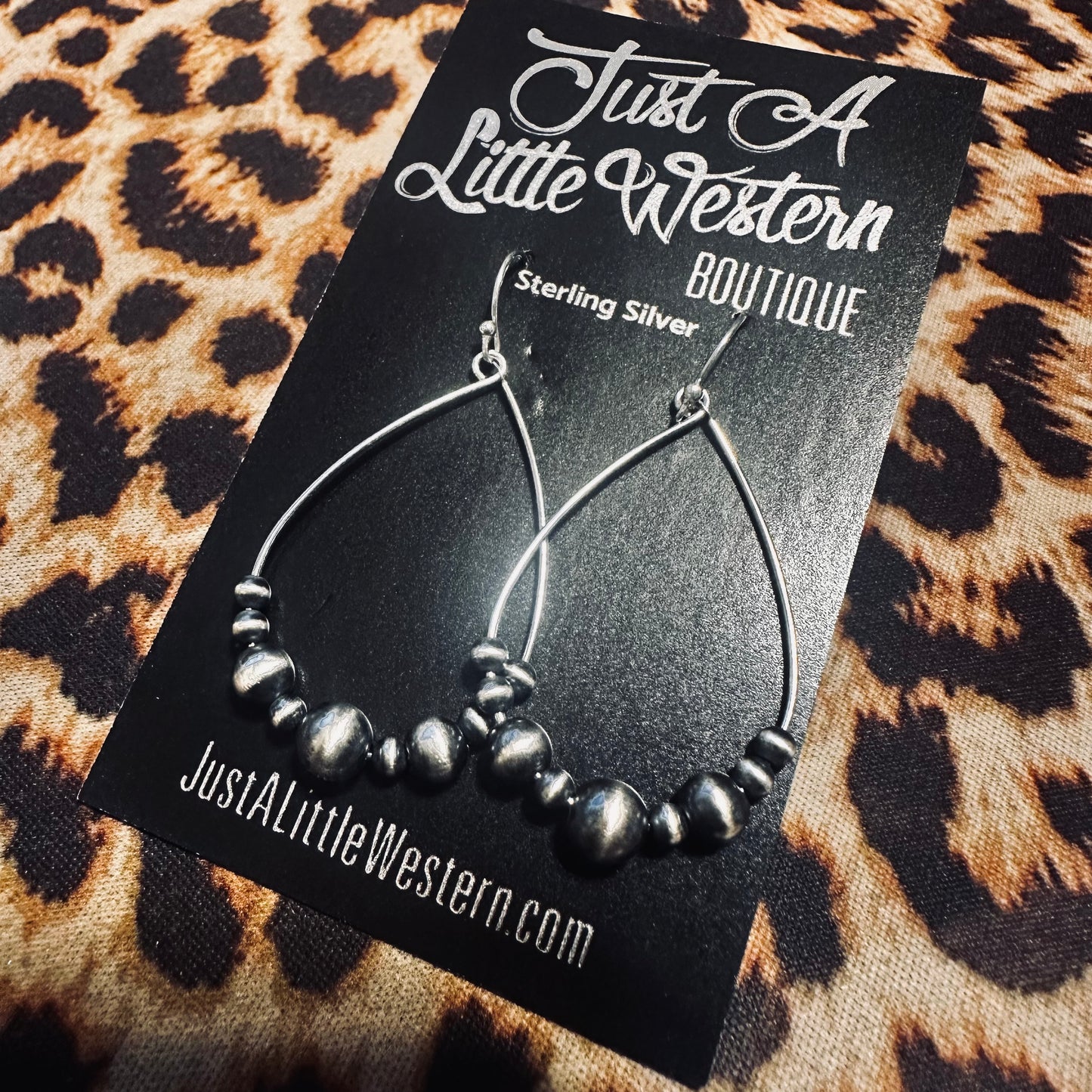 2" Sterling Beaded Teardrop Earring