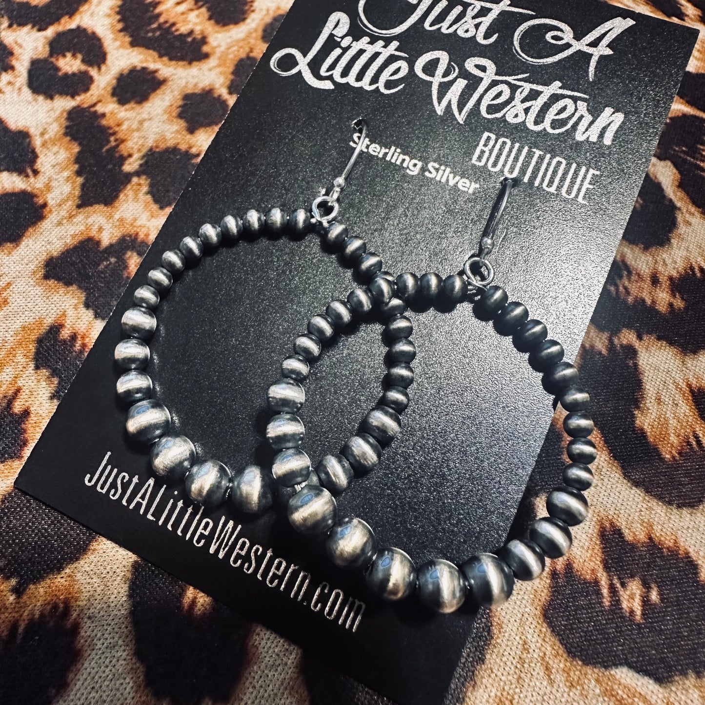 Sterling Beaded Hoop Earring