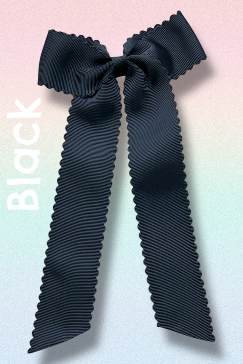Black Scalloped Hair Bow