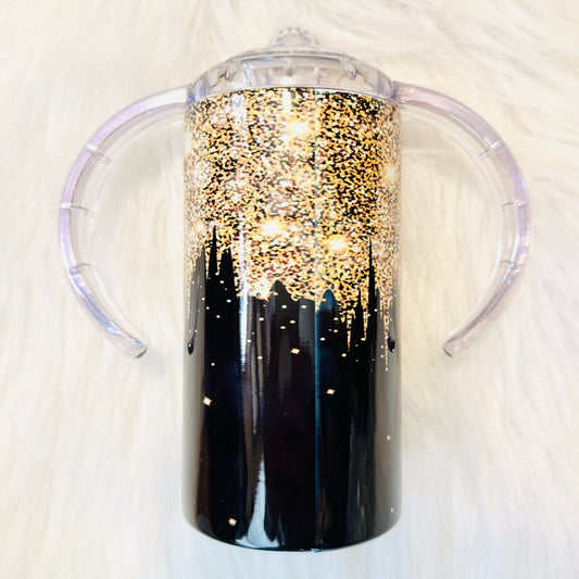 Black & Gold Glitter Sippy Cup