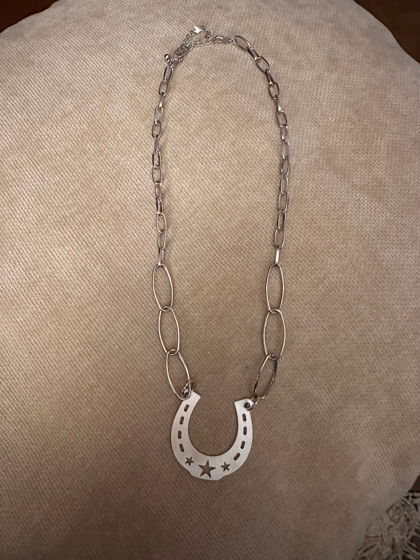 Silver Horseshoe Chain Necklace