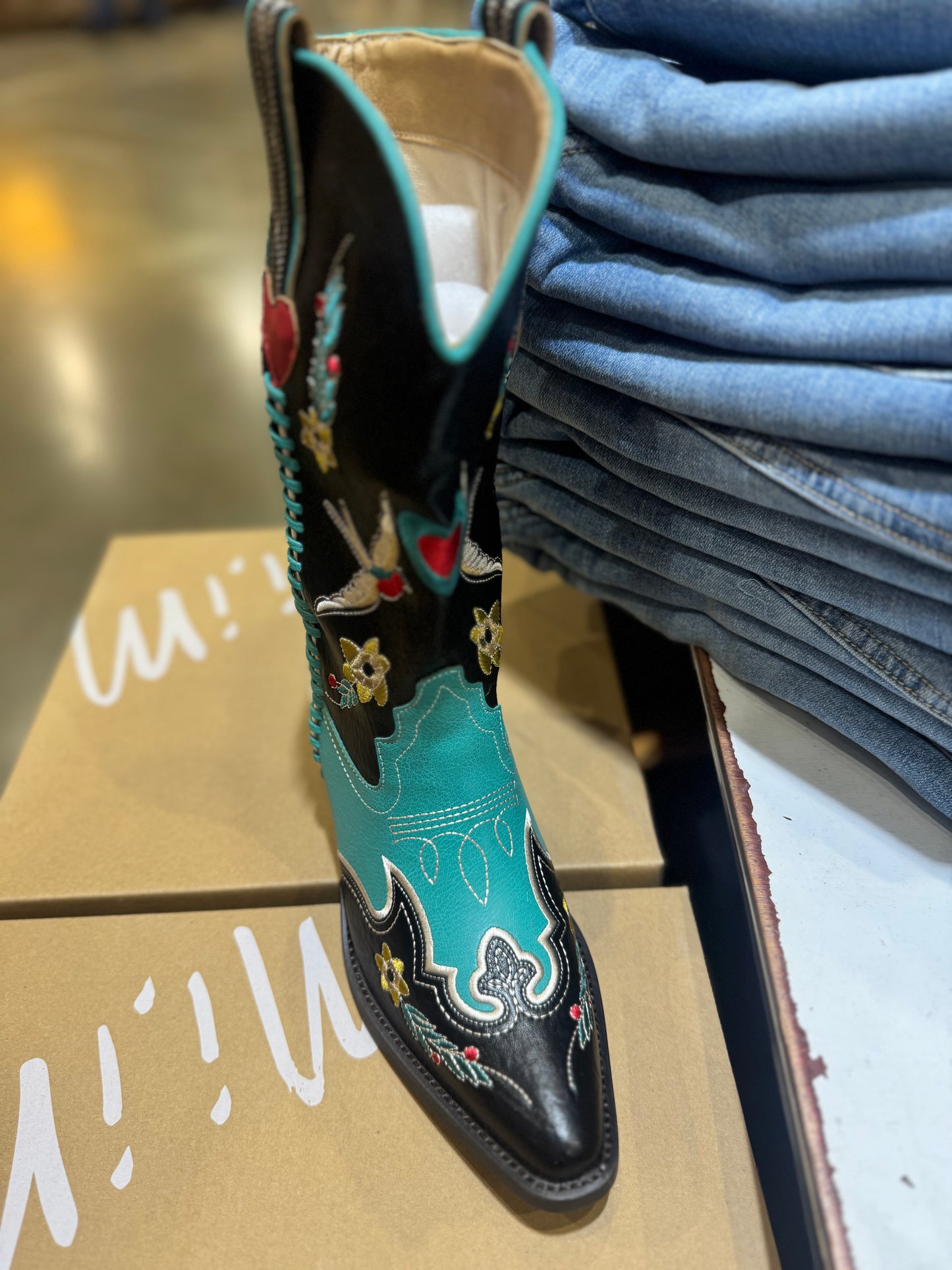 ELSIE - BLACK & TURQUOISE BOOT