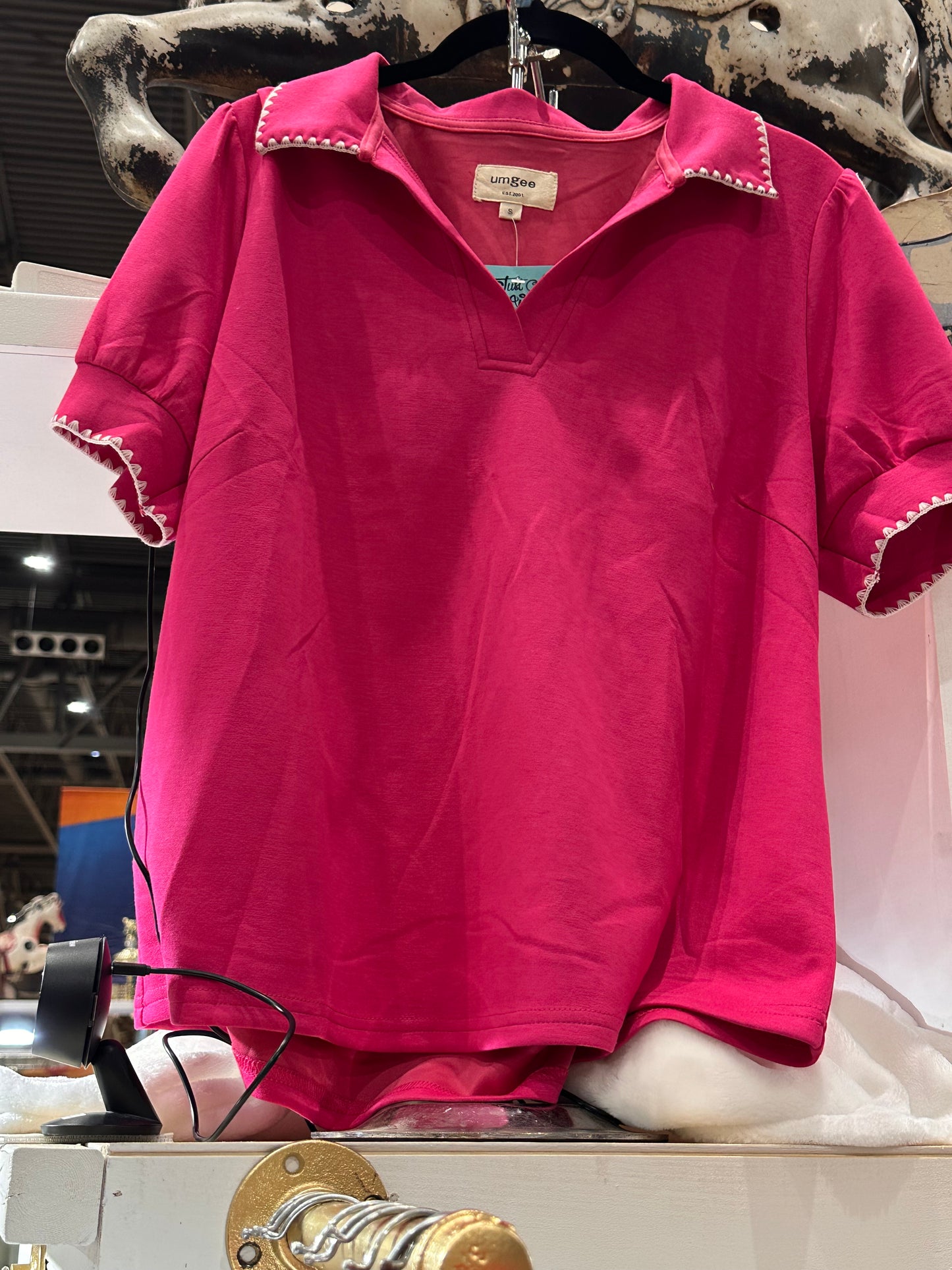 Fuchsia Color Block Polo Top