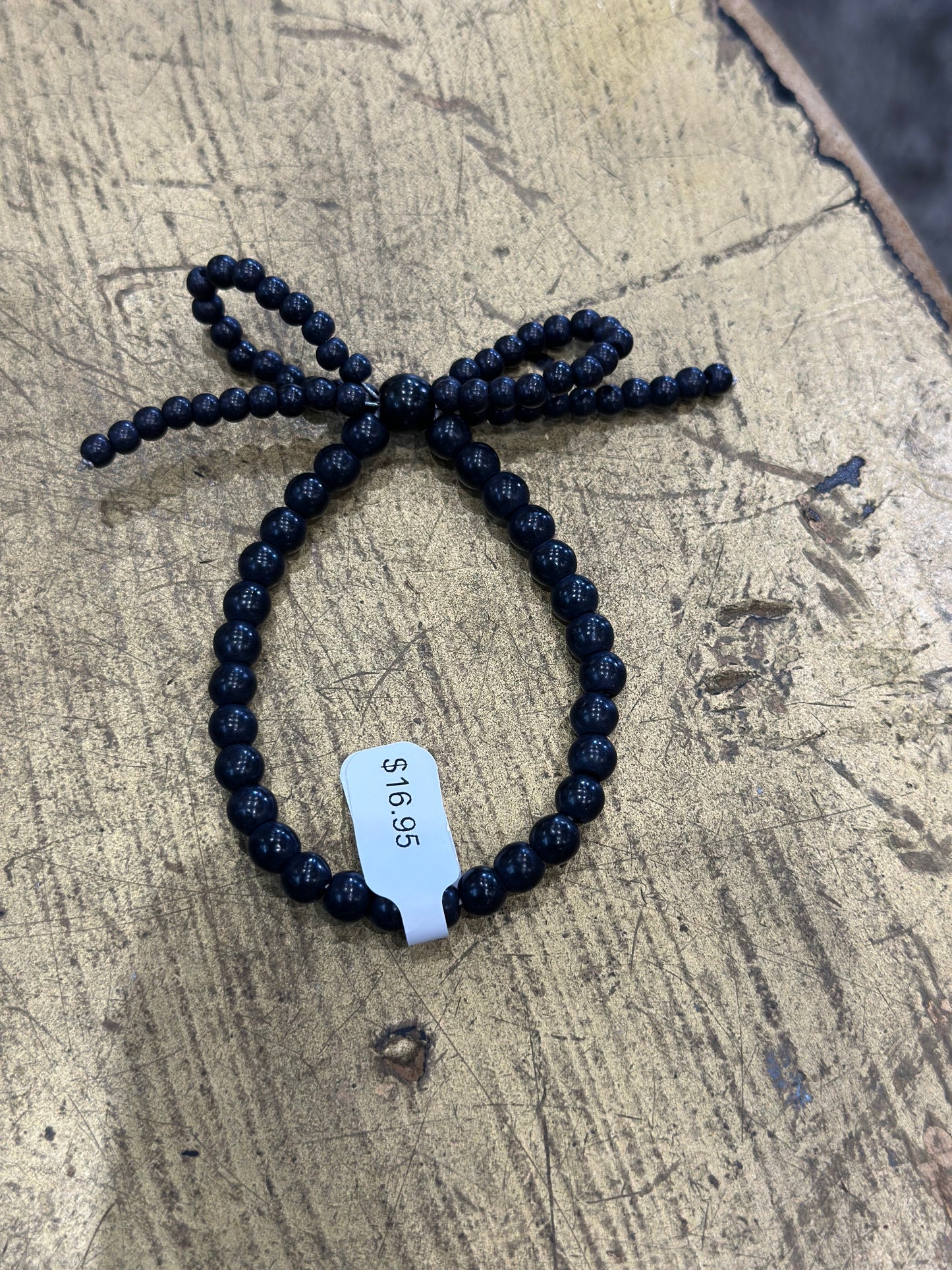 Beaded Bow Bracelet - Black