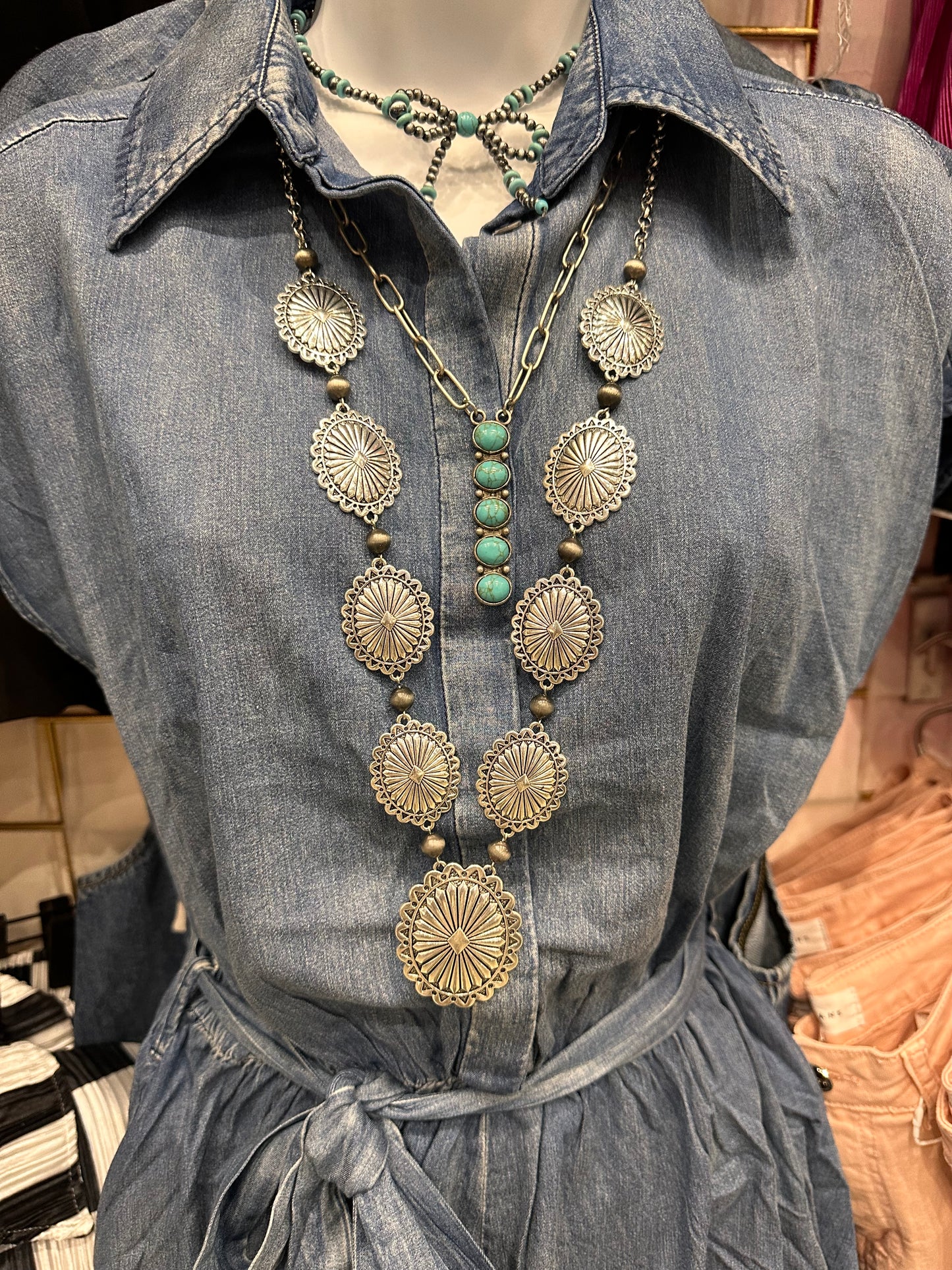 Silver Concho Necklace