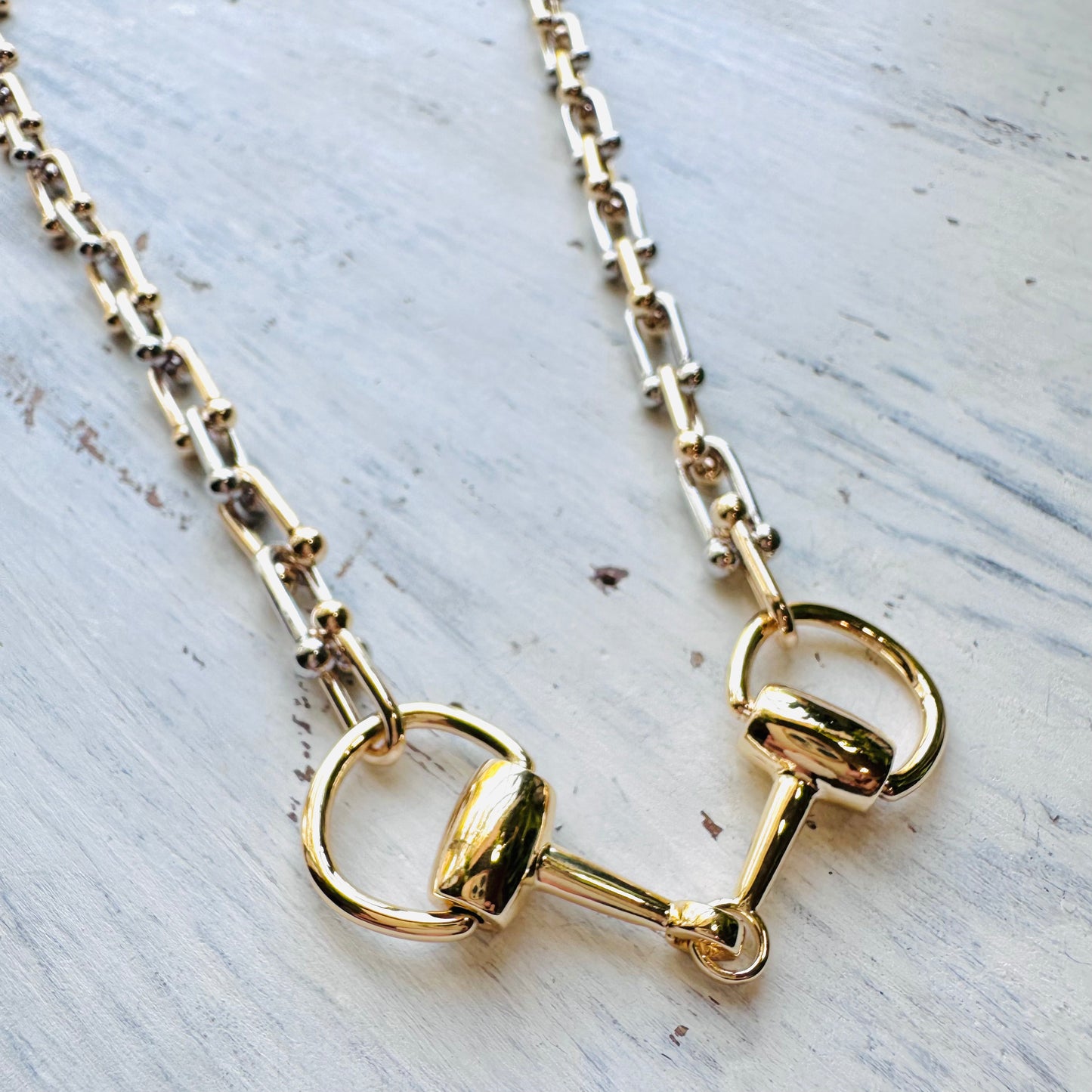 Silver Link & Gold Bit Necklace
