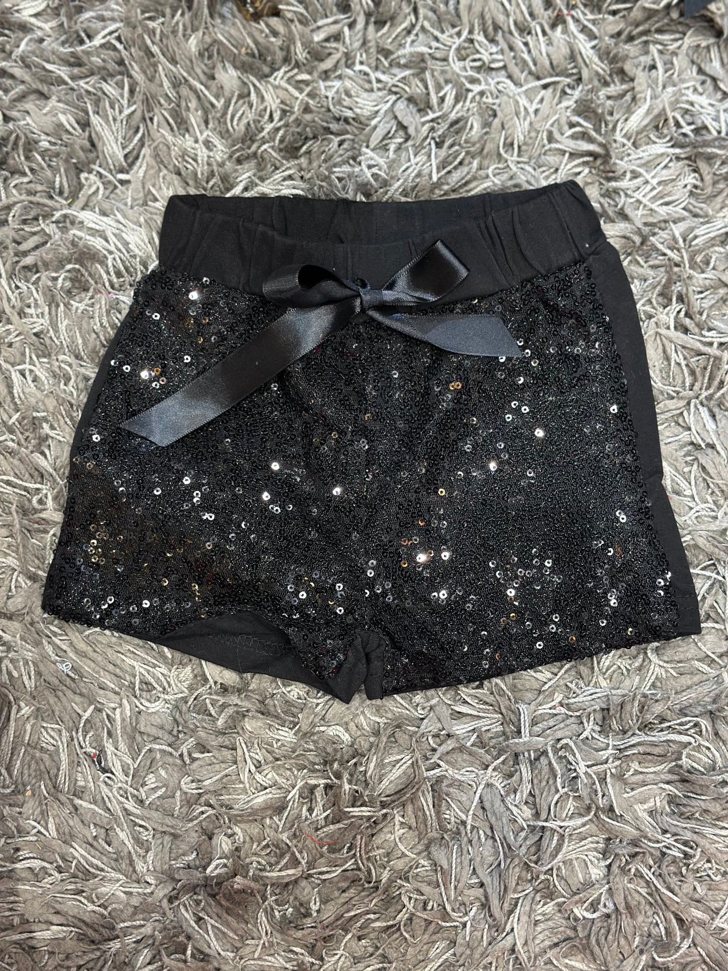 Girls Black Sequin Shorts