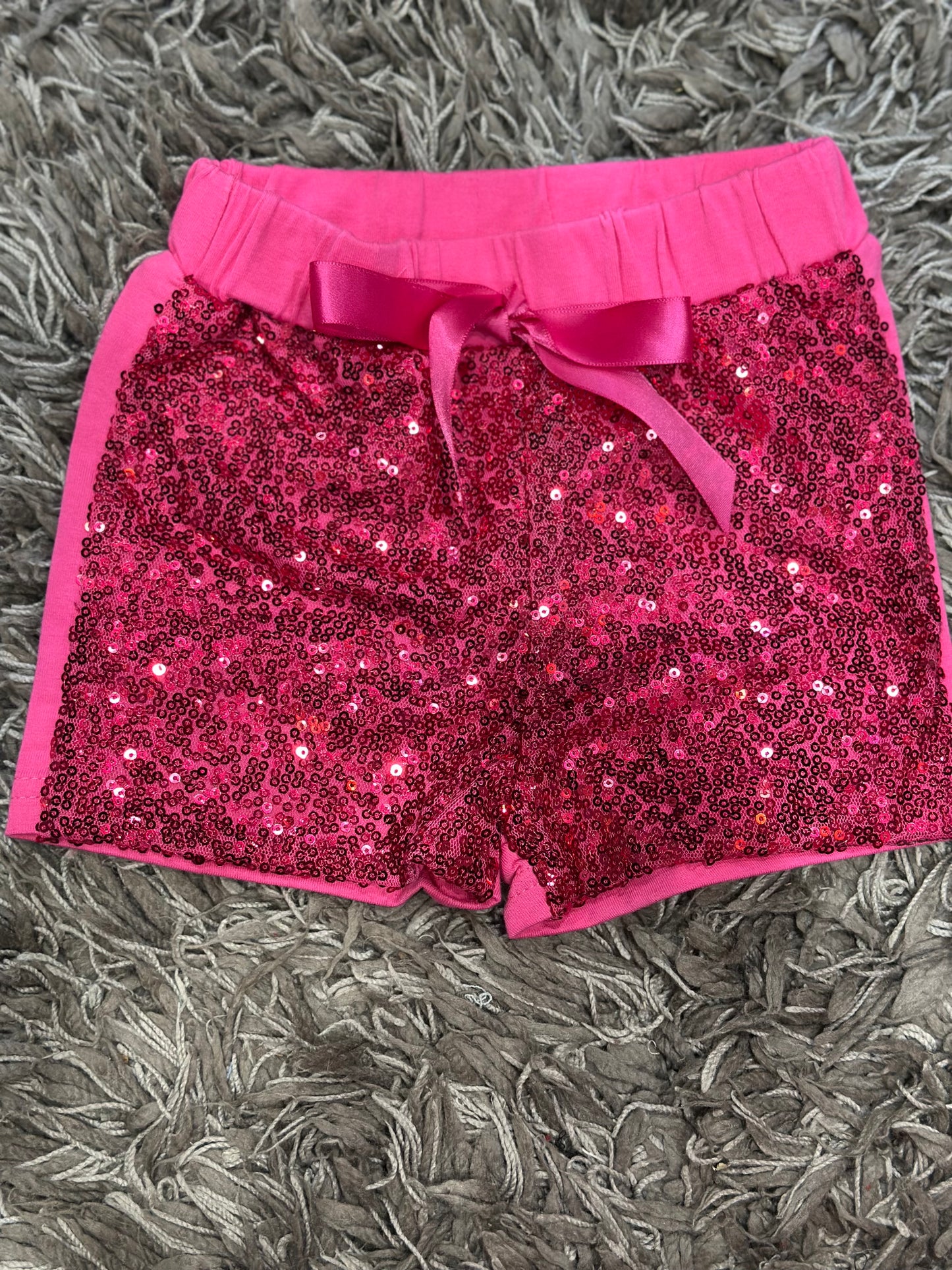 Girls Hot Pink Sequin Shorts
