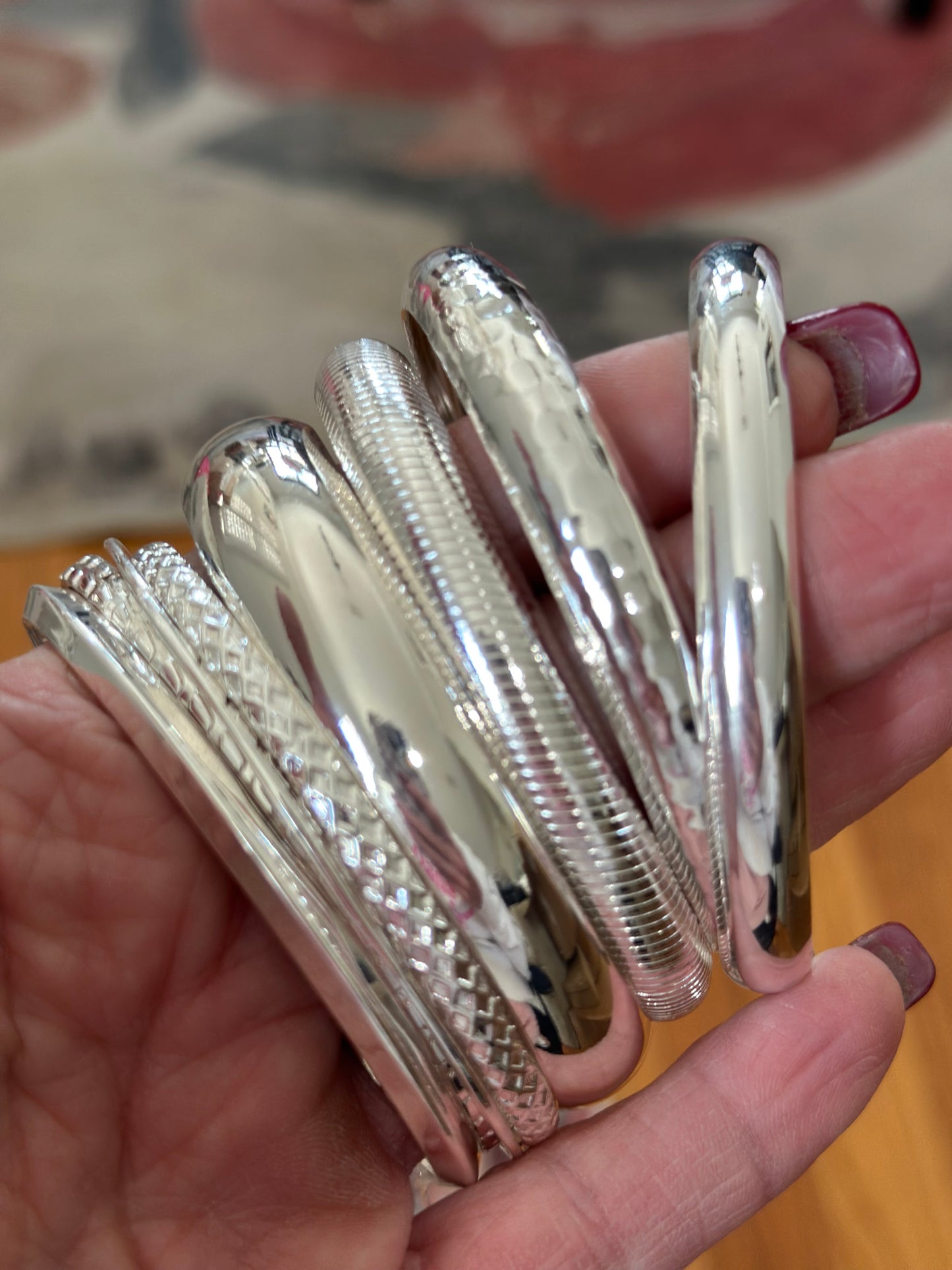 8 pc Silver Bangle Bracelet Set