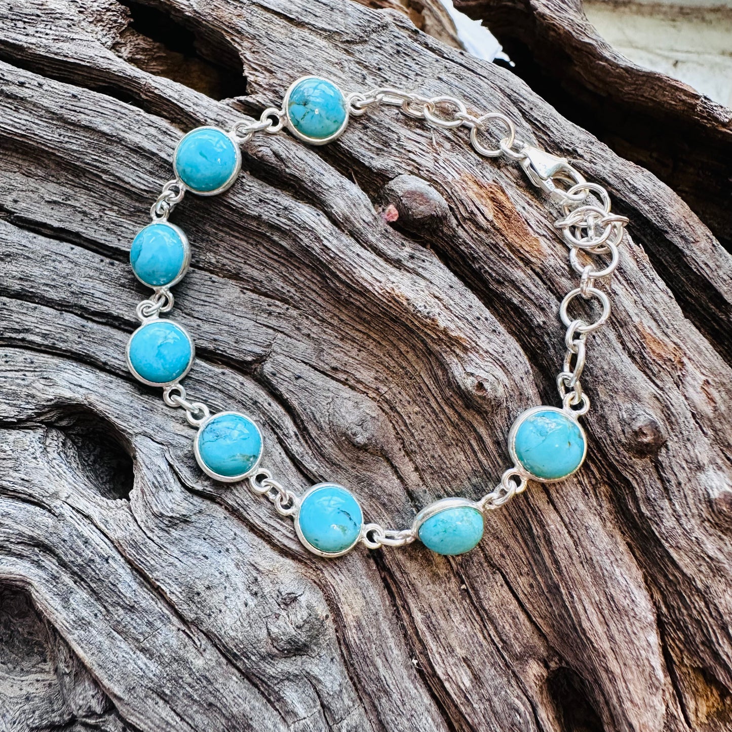 Sterling & Round Turquoise Stones Bracelet