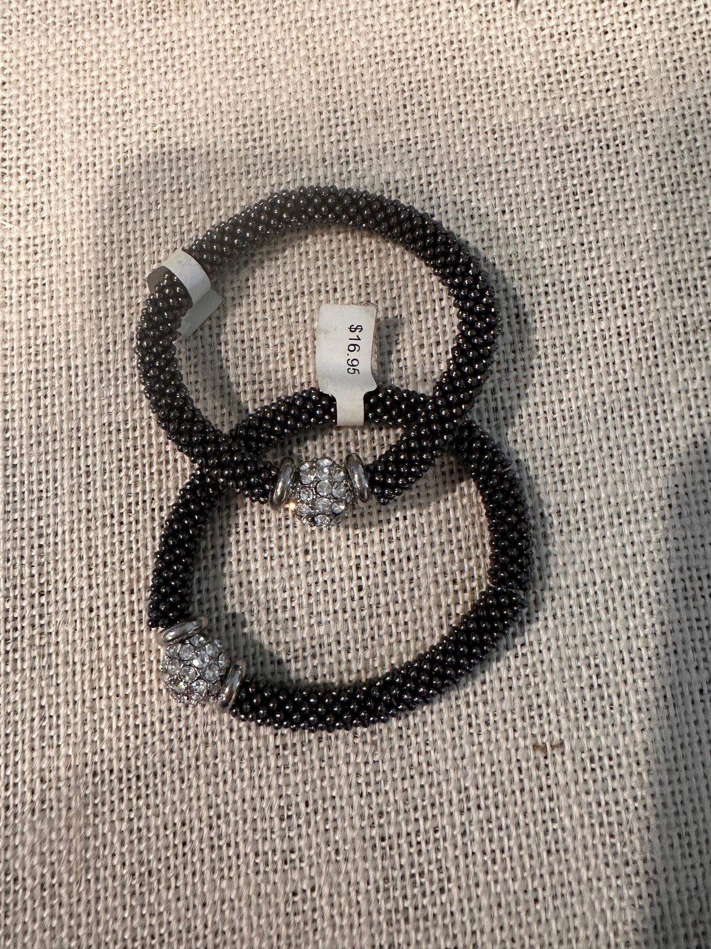 Black Beaded Crystal Bracelet