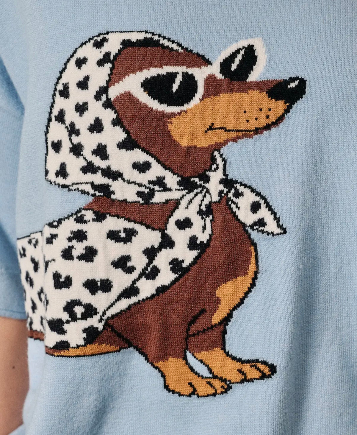 Blue Half Sleeve Dachshund Sweater