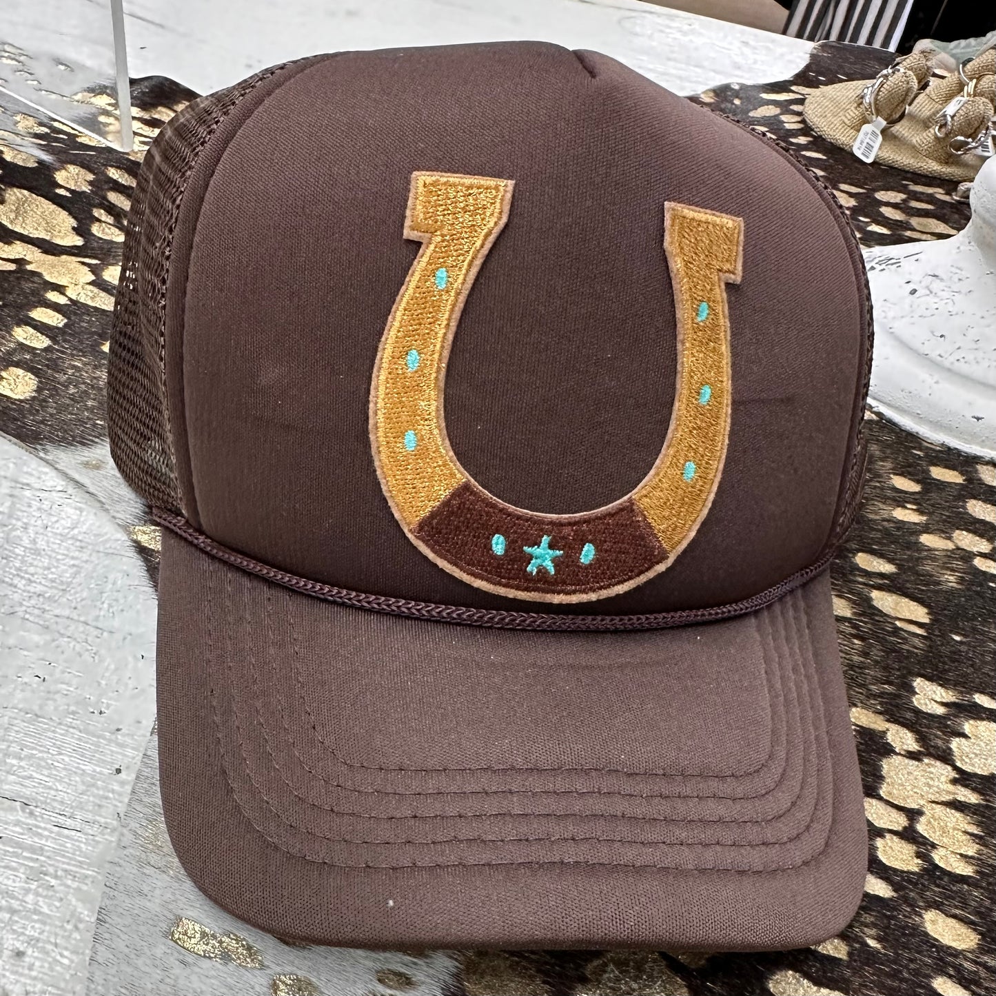 Brown Horseshoe Patch Hat