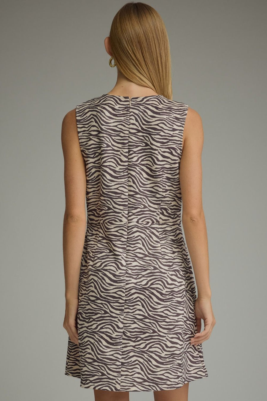 Ecru Zebra Front Pocket Mini Dress