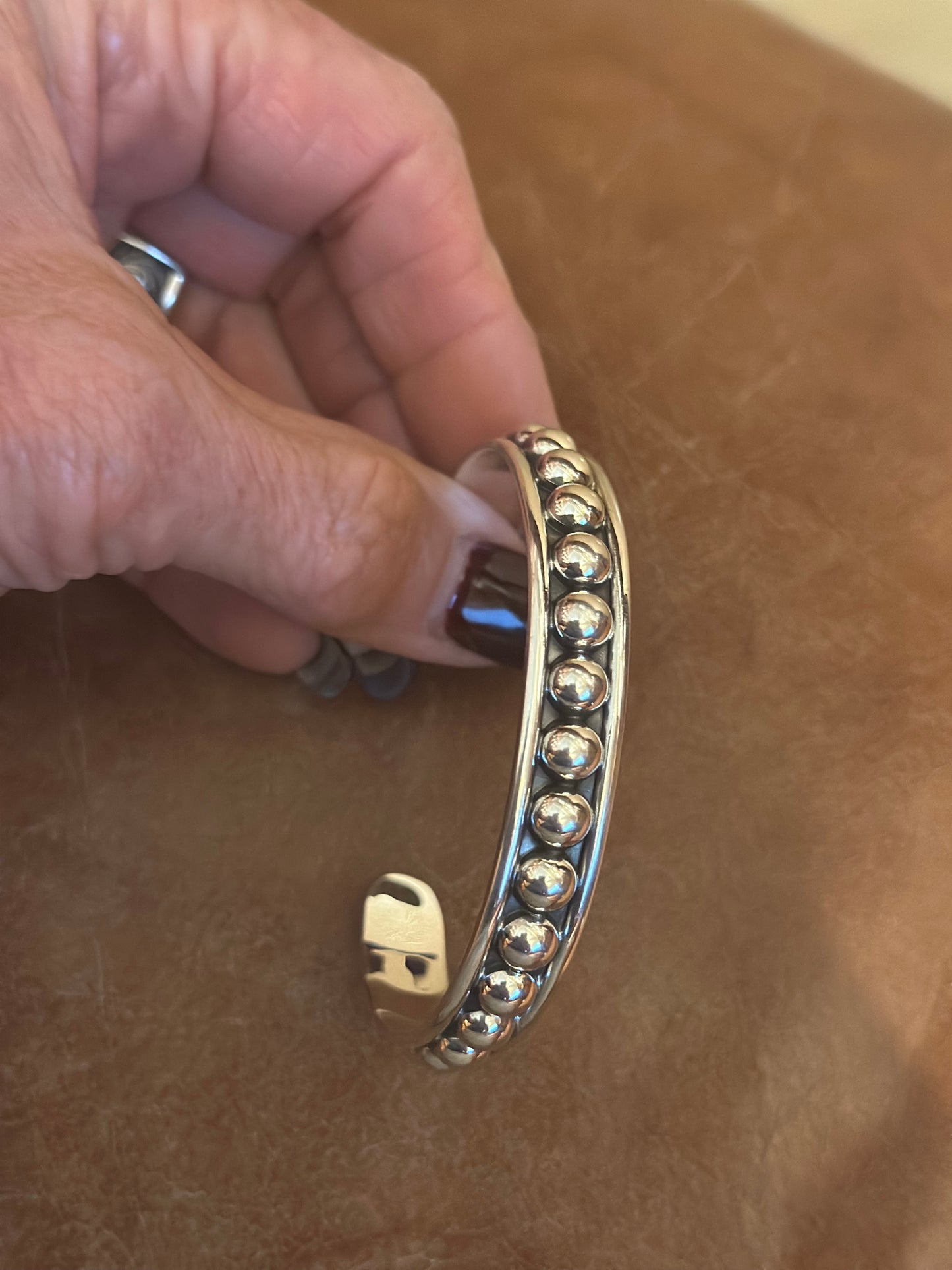 Sterling Silver Medium Bubble Bead Cuff Bracelet